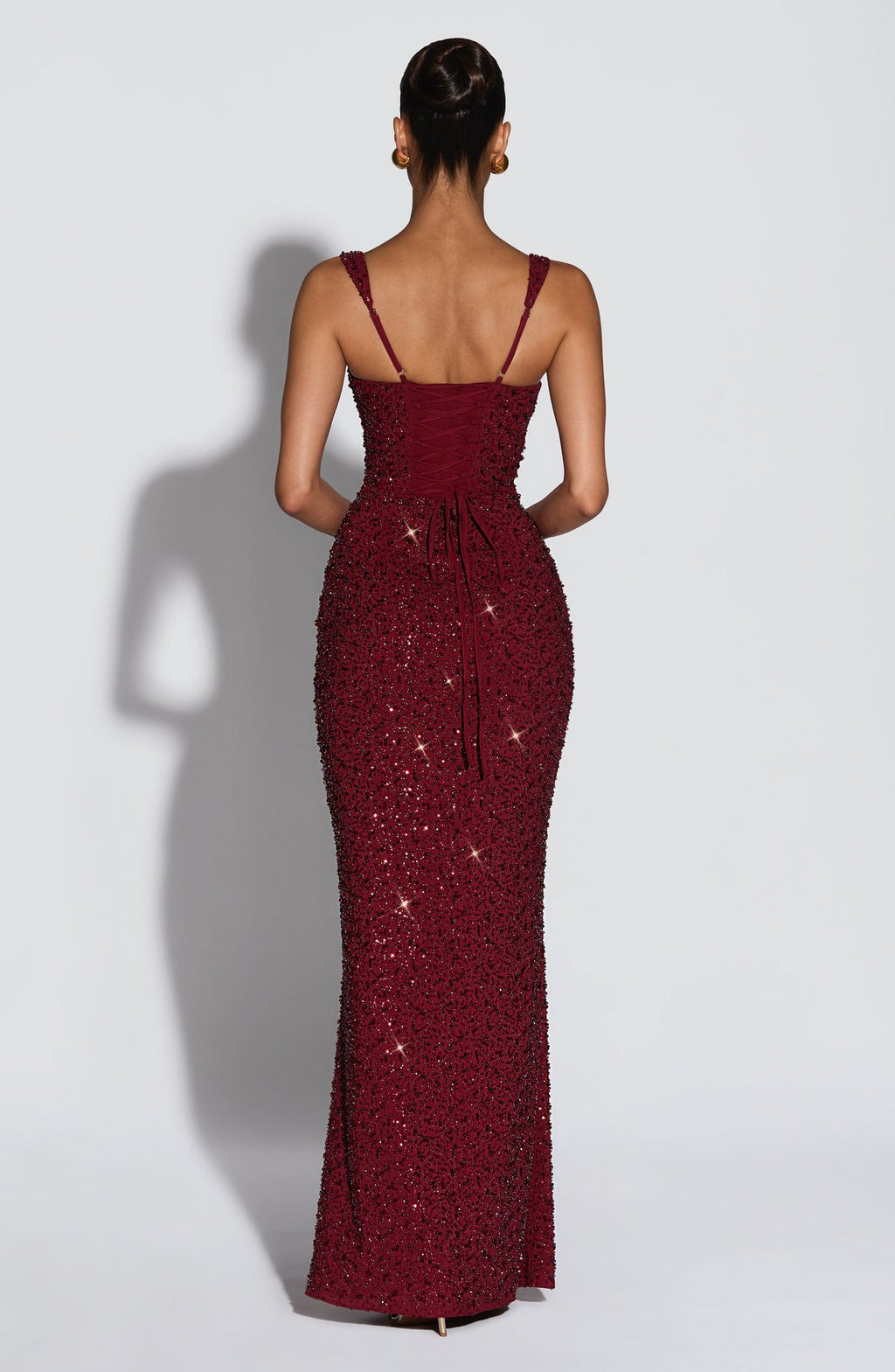 Robe longue Calanthe — Bordeaux scintillant — vue 2