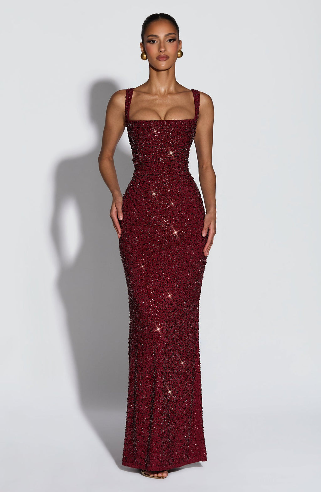 Robe longue Calanthe — Bordeaux scintillant — vue 4