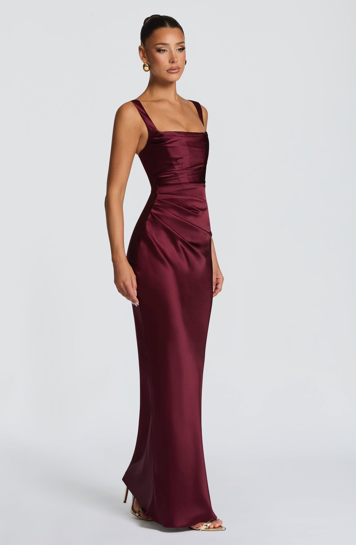 Robe longue Calanthe — Rouge cerise — vue 3
