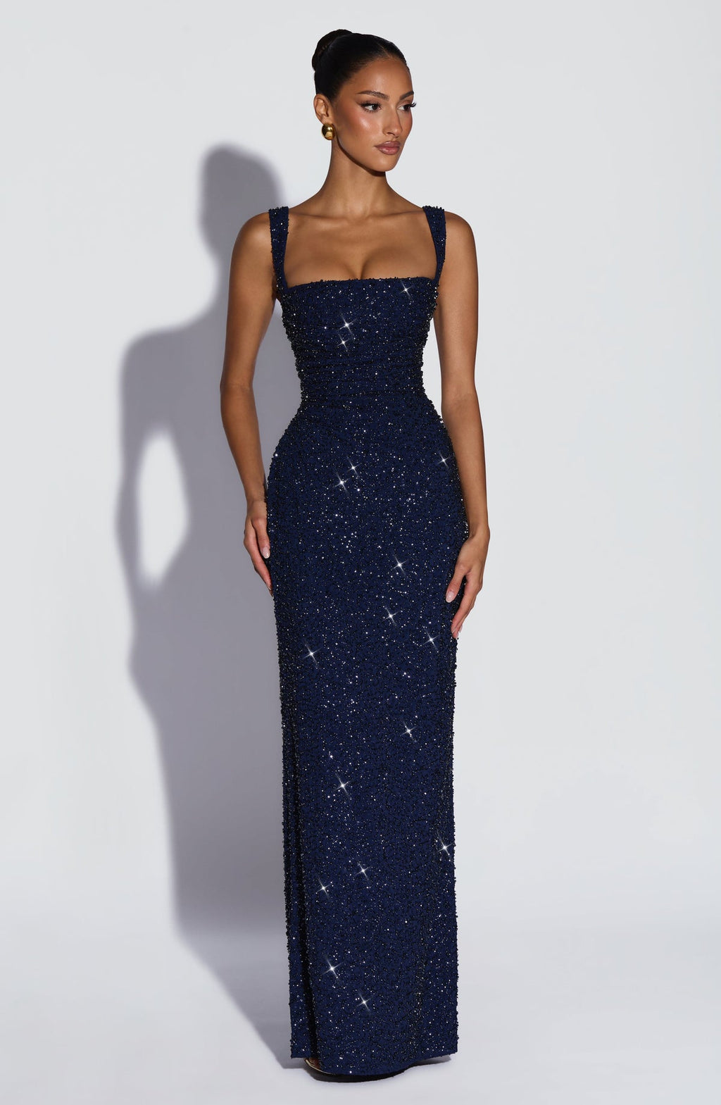 Robe longue Calanthe — Bleu marine scintillant