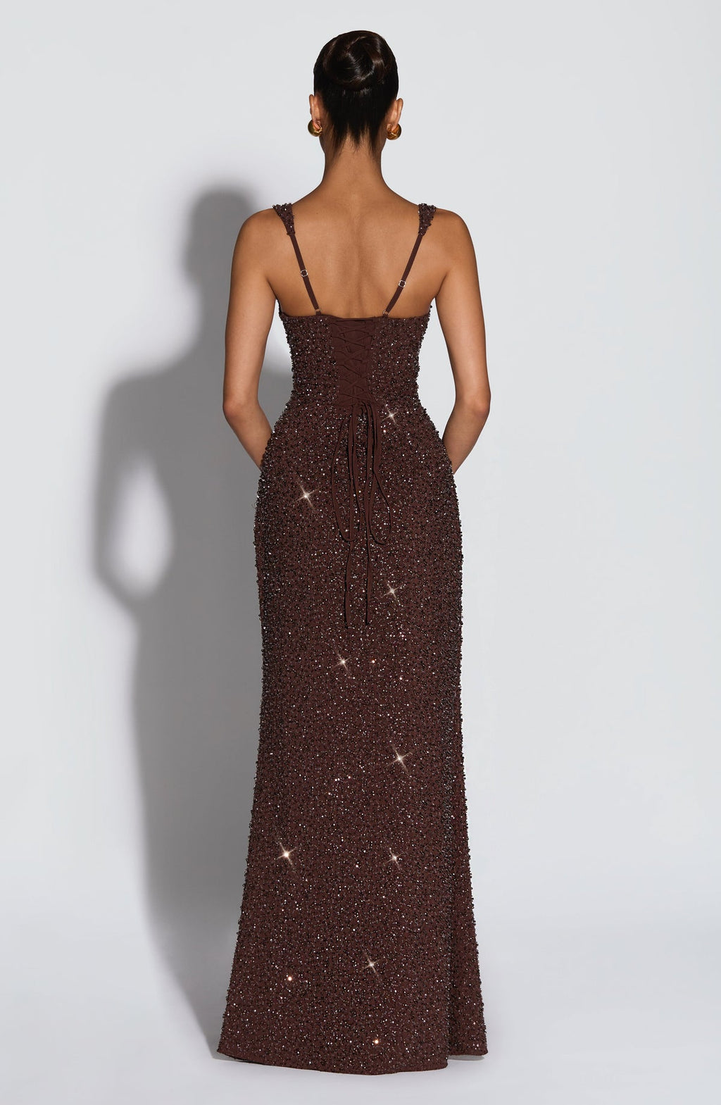 Robe longue Calanthe — Prune scintillant — vue 3