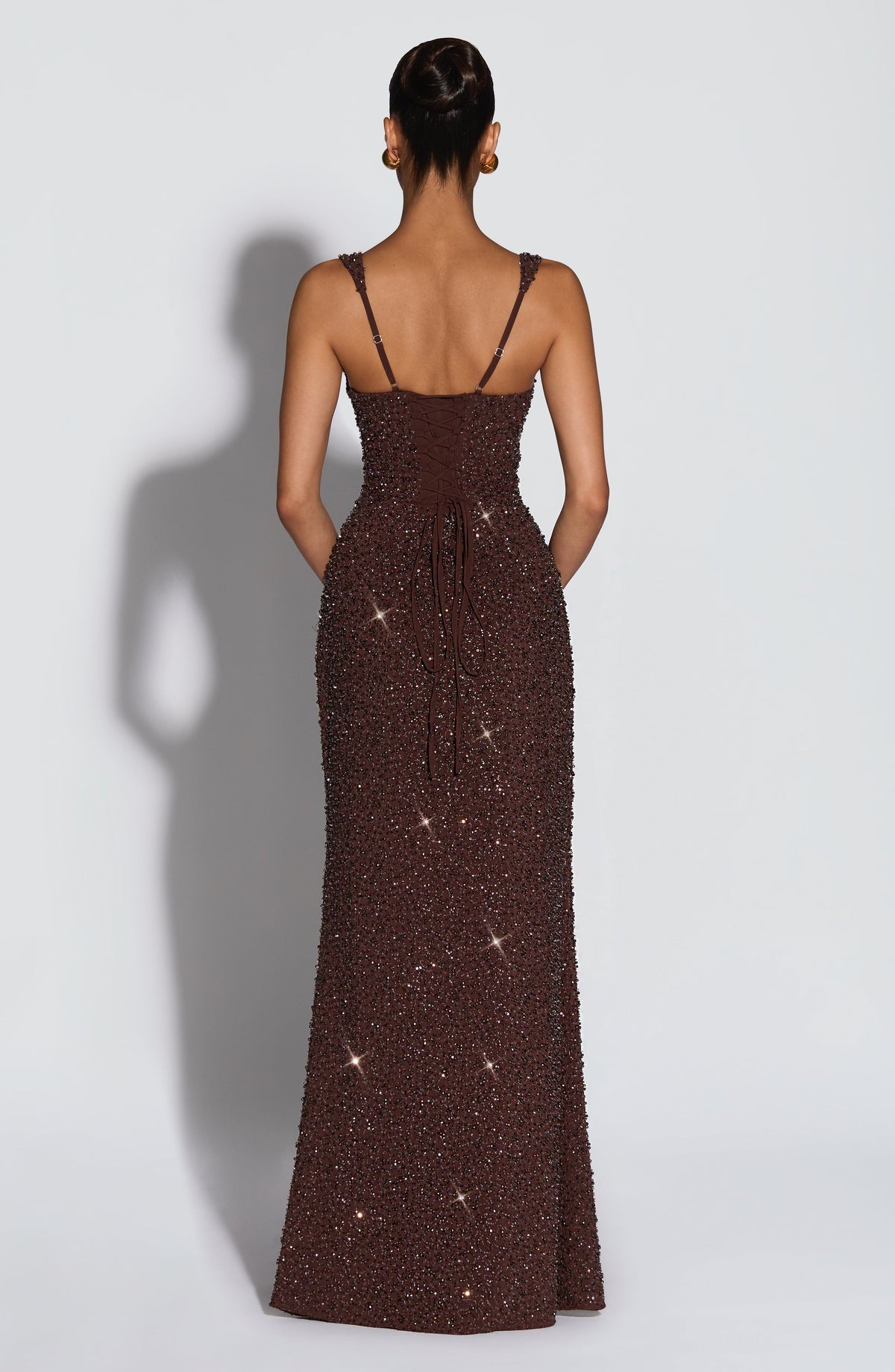 Robe longue Calanthe — Prune scintillant — vue 3