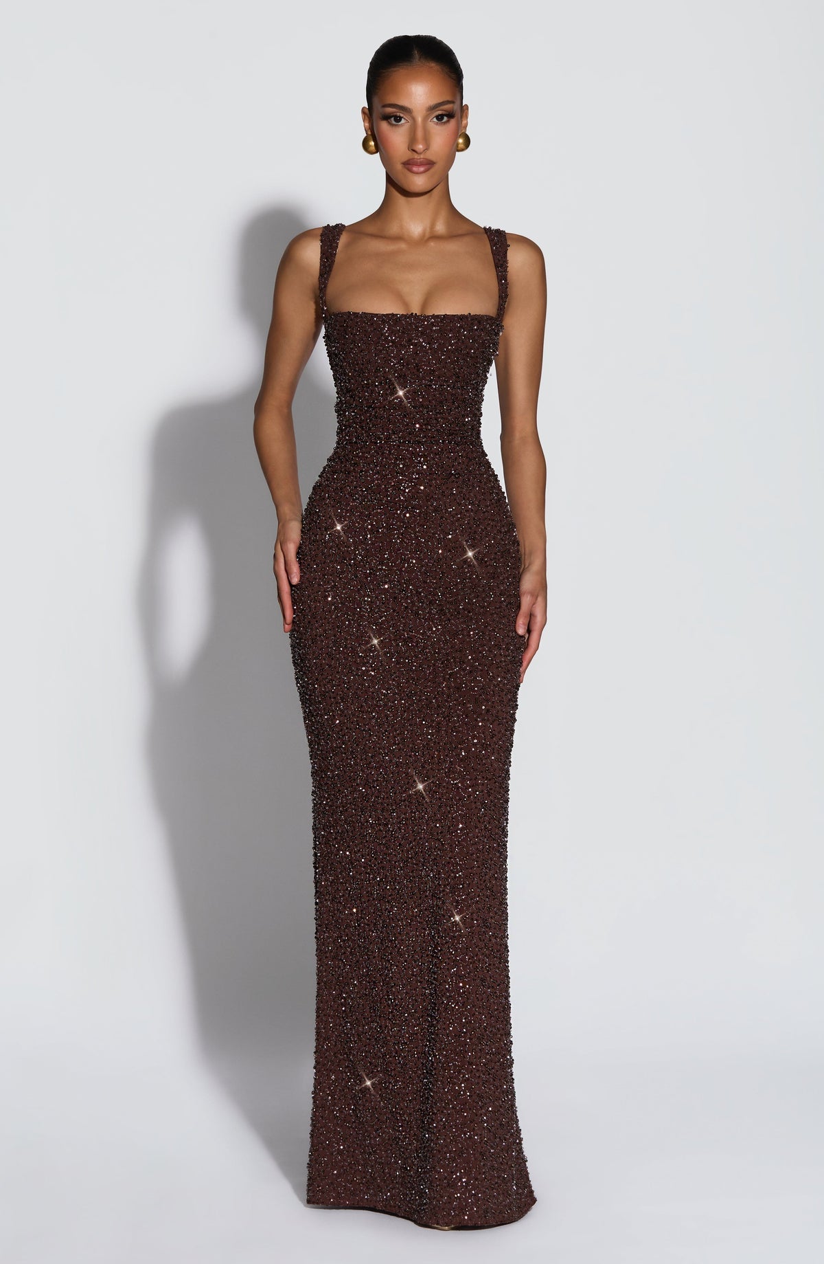 Robe longue Calanthe — Prune scintillant — vue 2