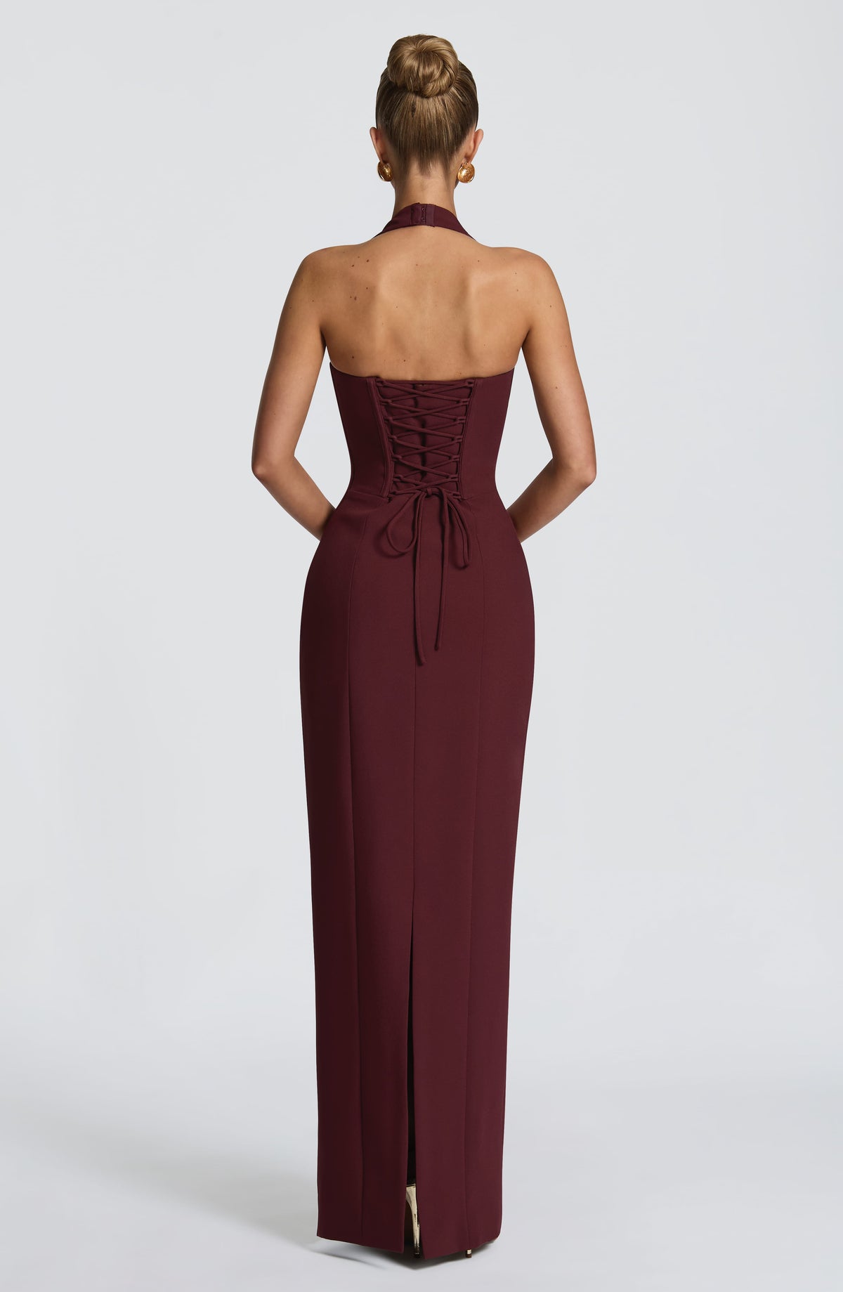 Robe longue Charlotte — Rouge cerise — vue 2