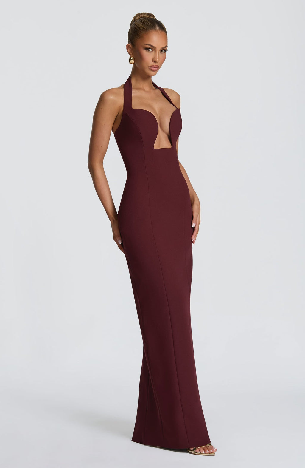 Robe longue Charlotte — Rouge cerise — vue 3