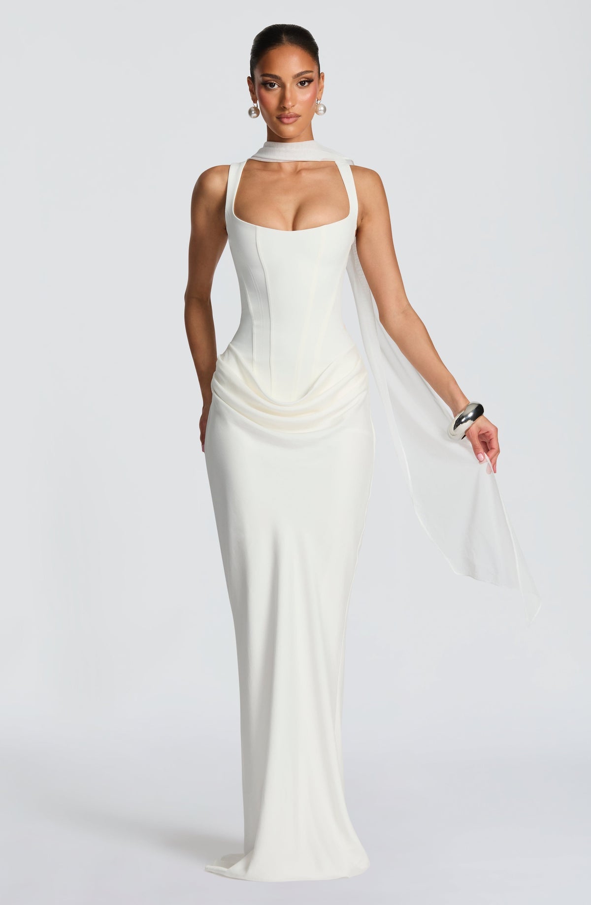 Robe longue Cornelia — Ivoire — vue 2