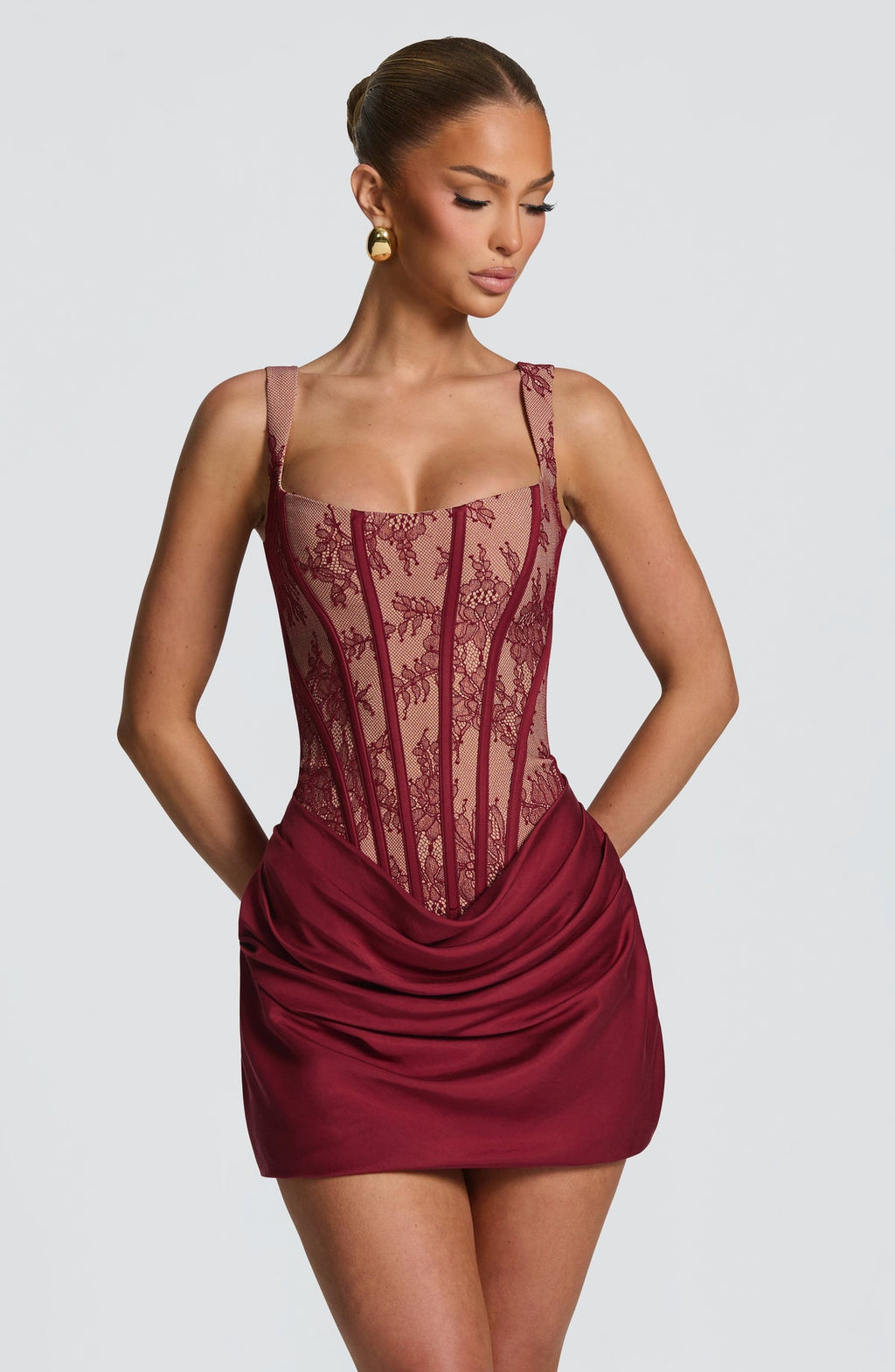 Robe courte Cornelia — Bordeaux Lace — vue 4