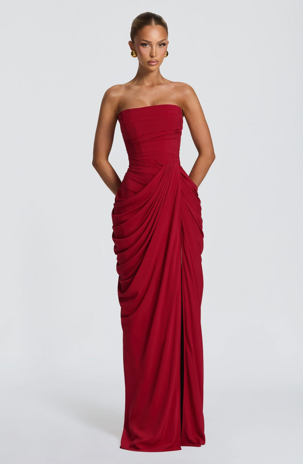 Robe longue Cyra — Rouge profond — vue 4