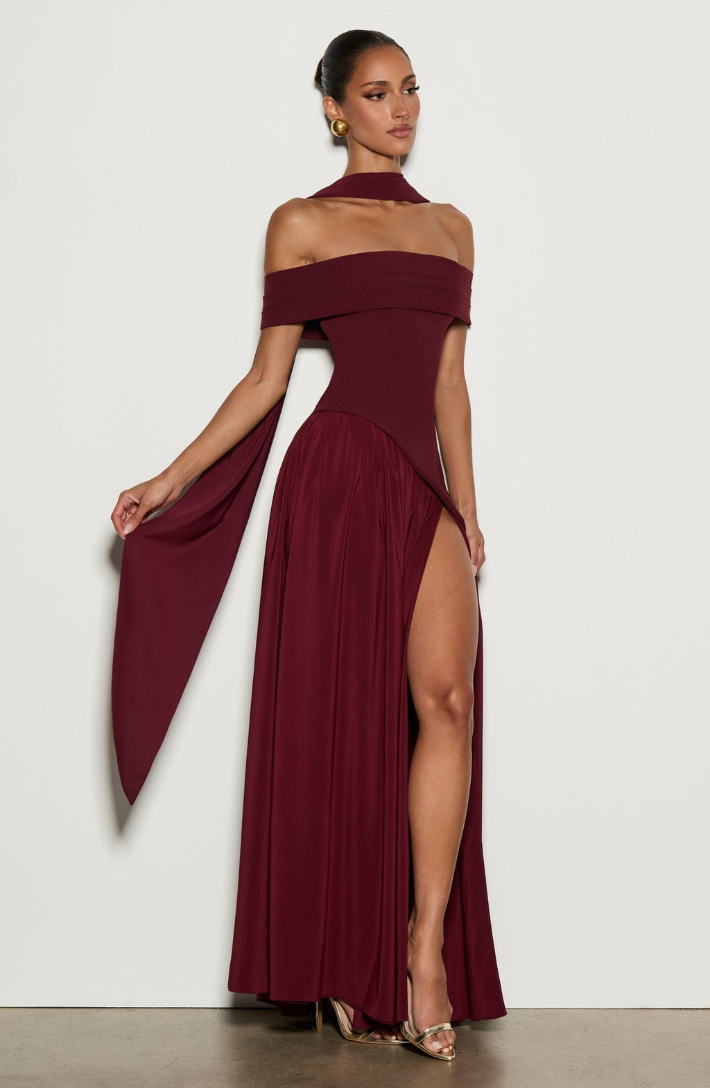 Robe longue Delilah — Rouge cerise — vue 2