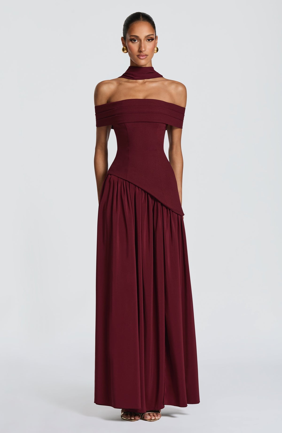 Robe longue Delilah — Rouge cerise — vue 5