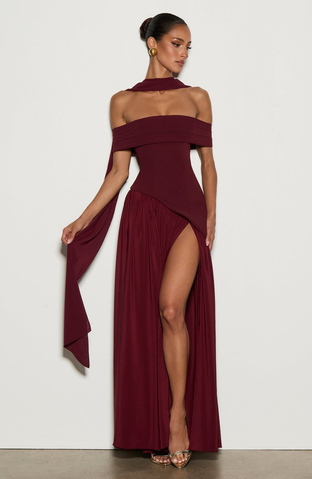 Robe longue Delilah — Rouge cerise