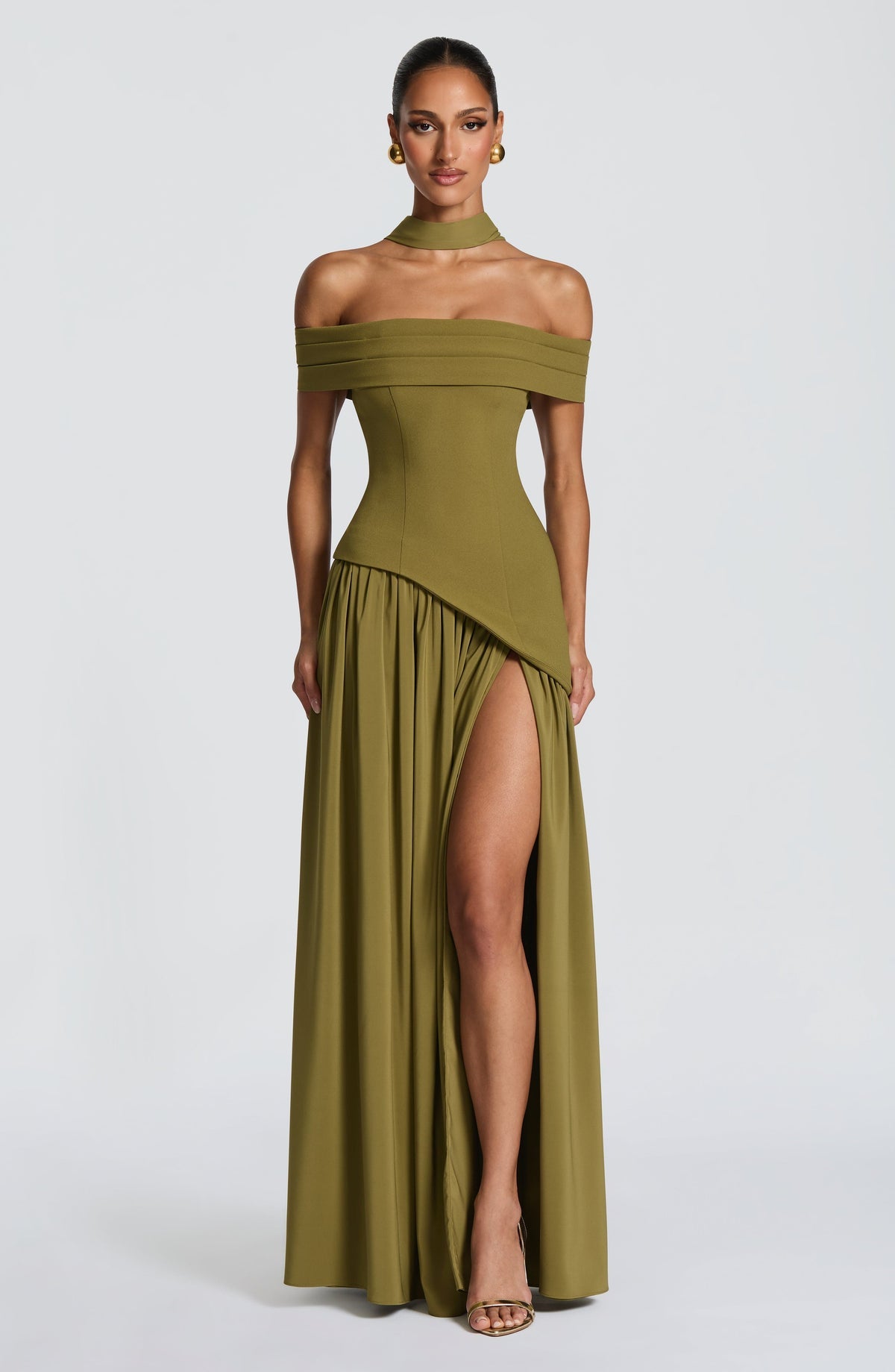 Robe longue Delilah — Deep Olive — vue 4