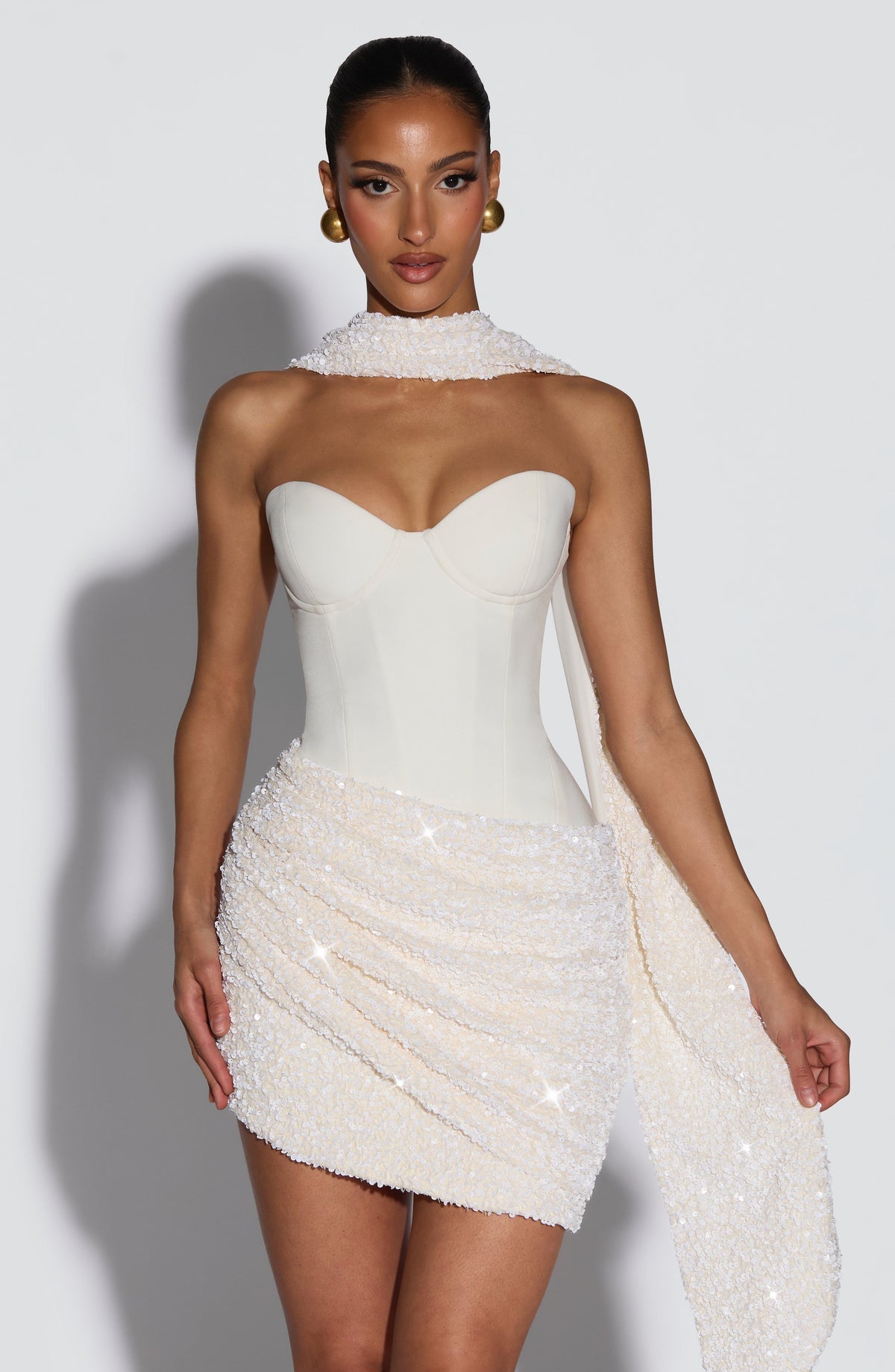 Robe courte Denise — Ivoire — vue 5