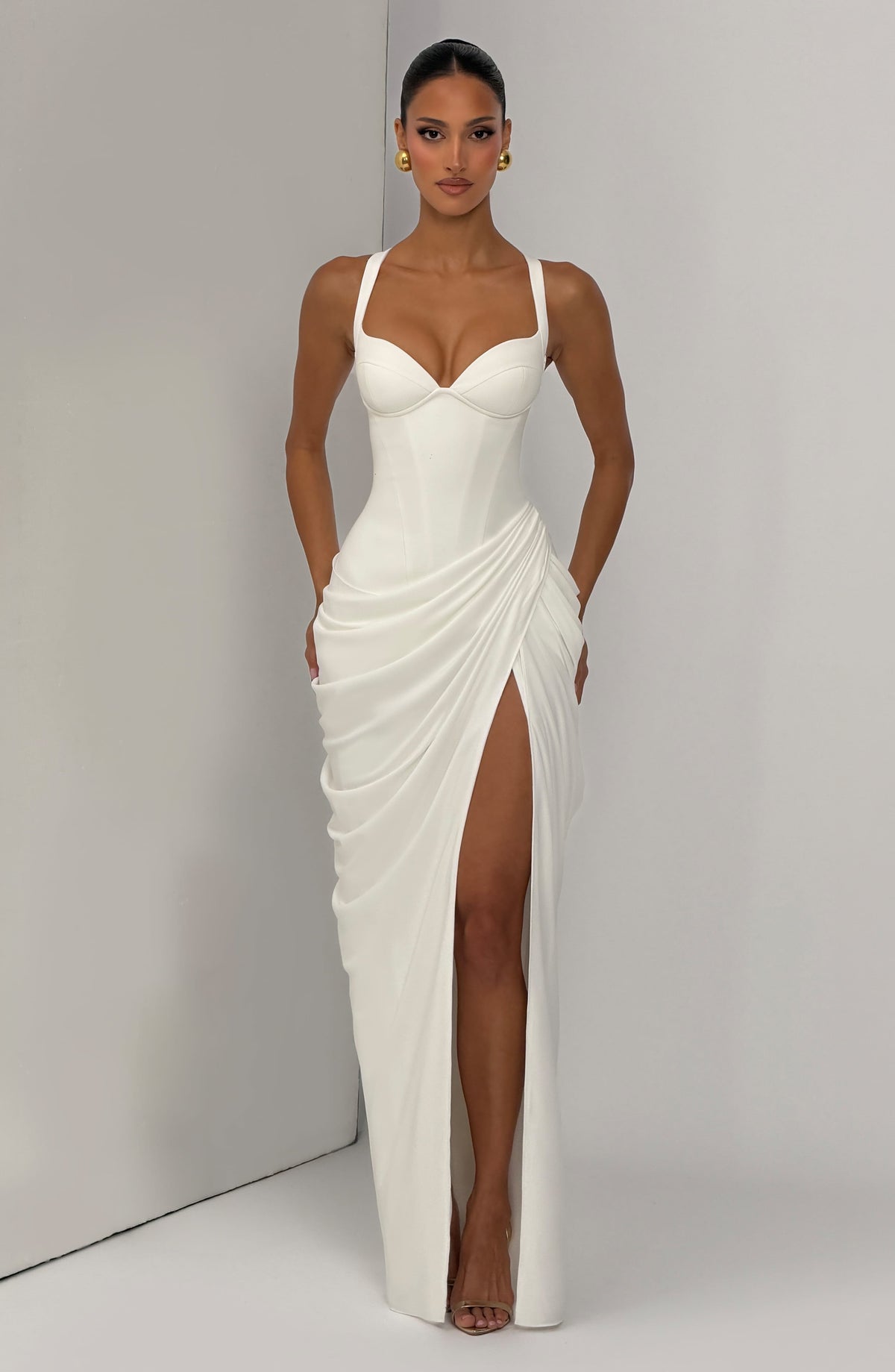 Robe longue Elara — Ivoire