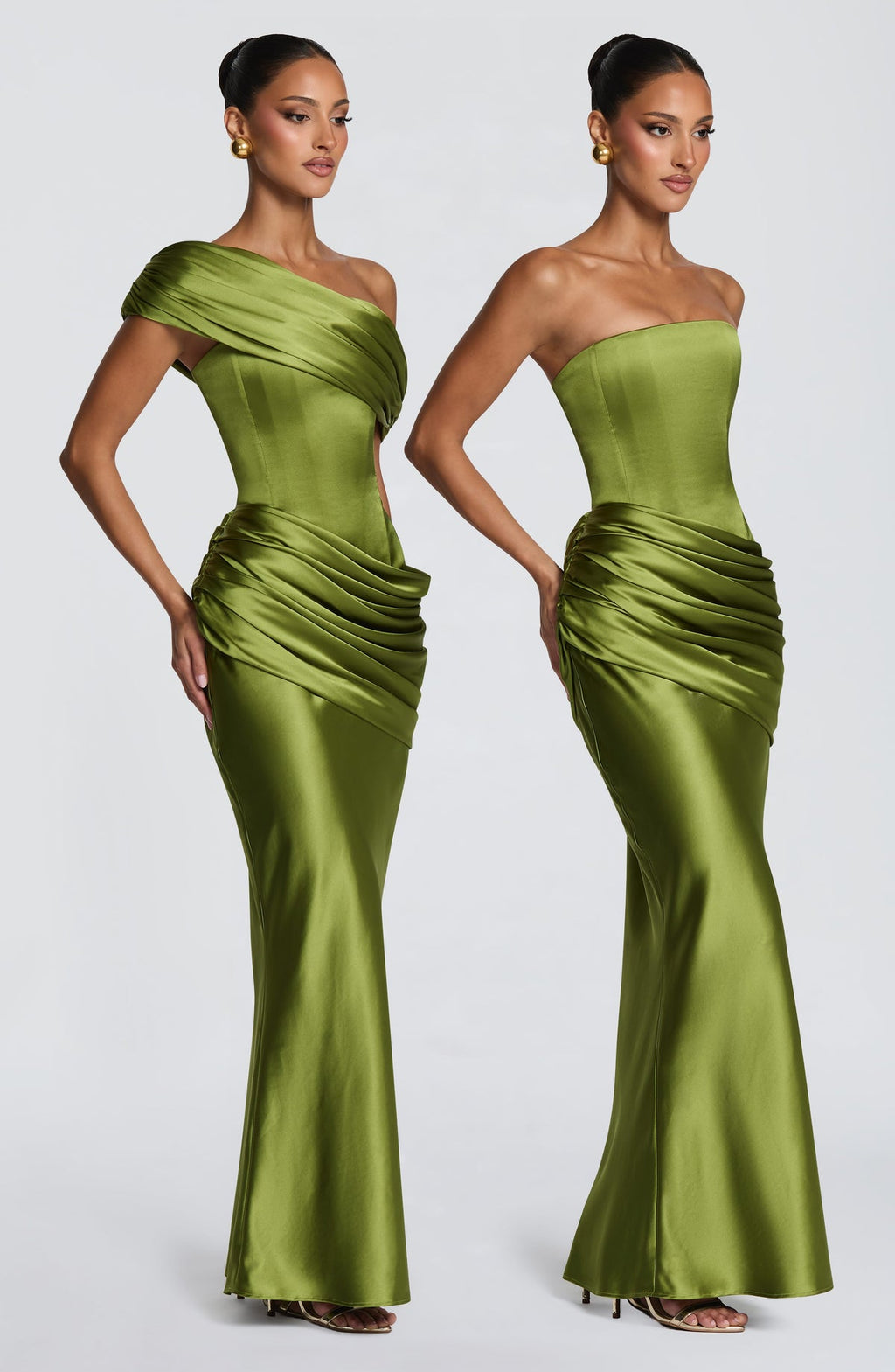 Robe longue Ella — Olive — vue 3
