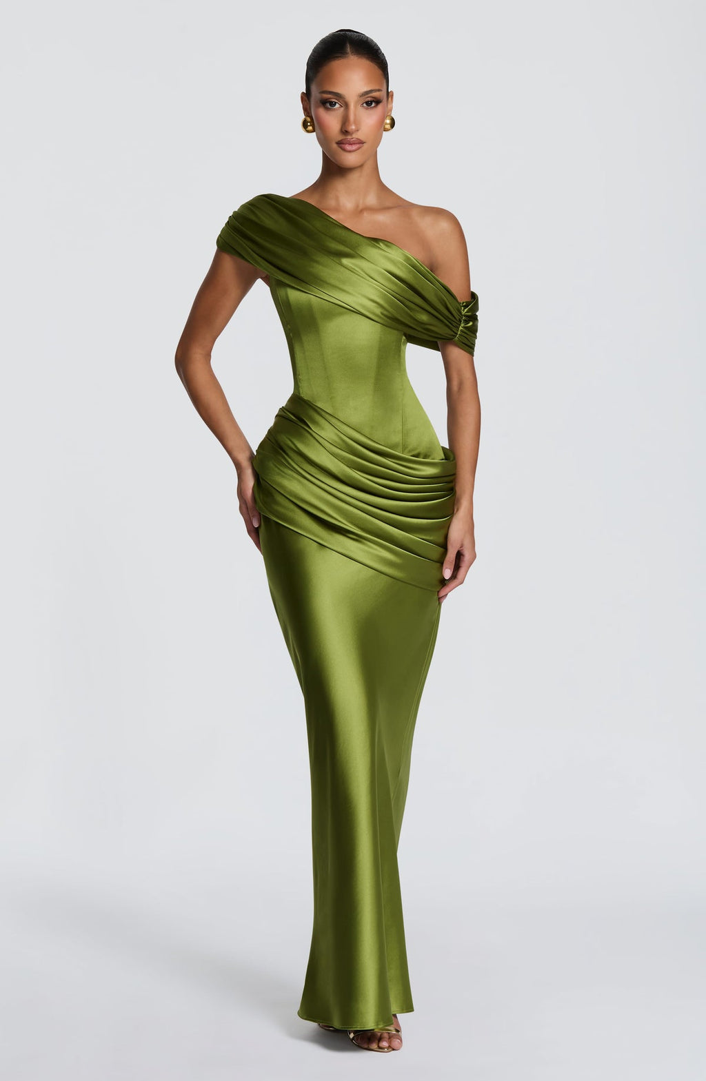 Robe longue Ella — Olive — vue 5