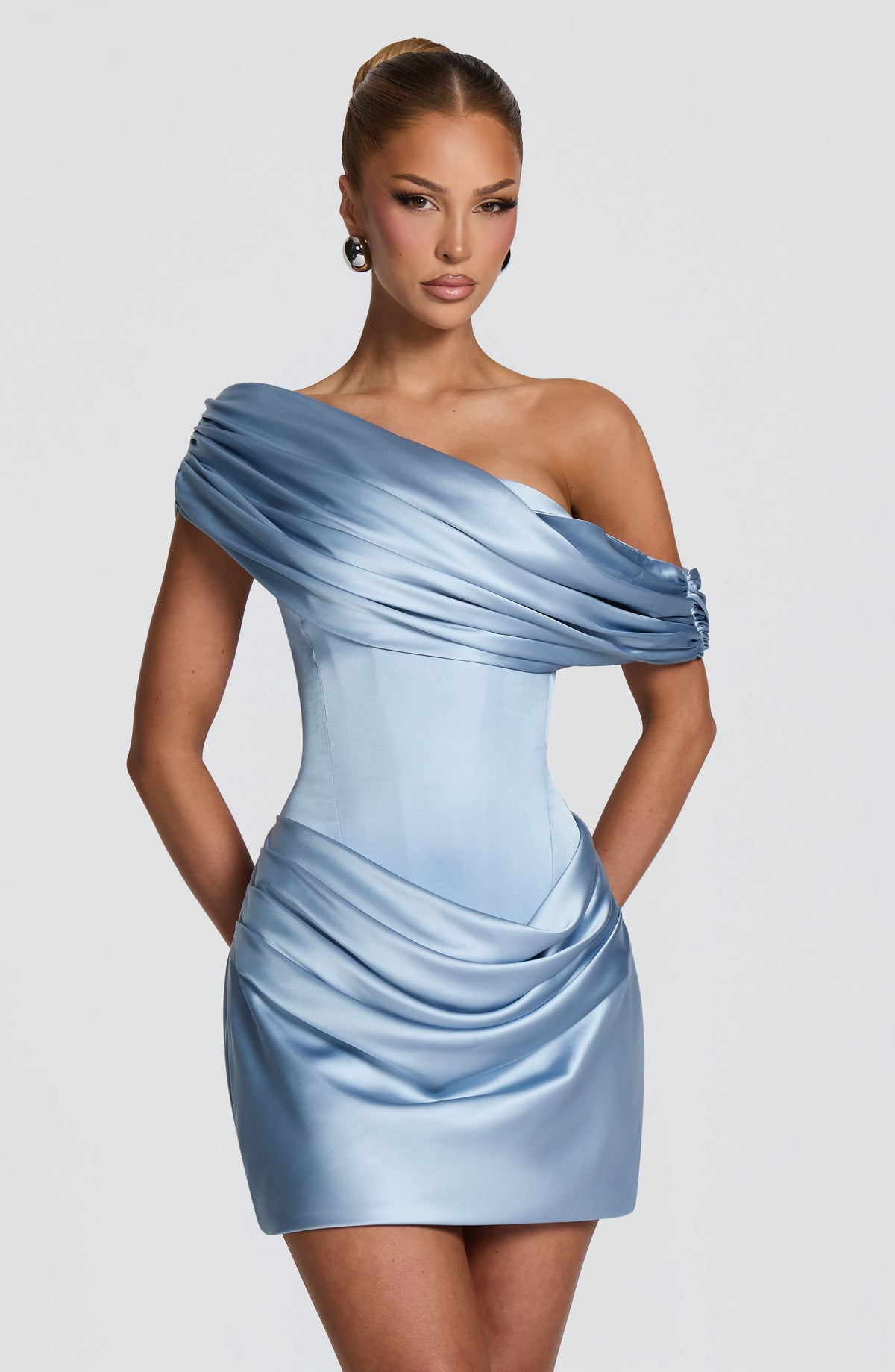 Robe courte Ella — Bleu glacier — vue 3