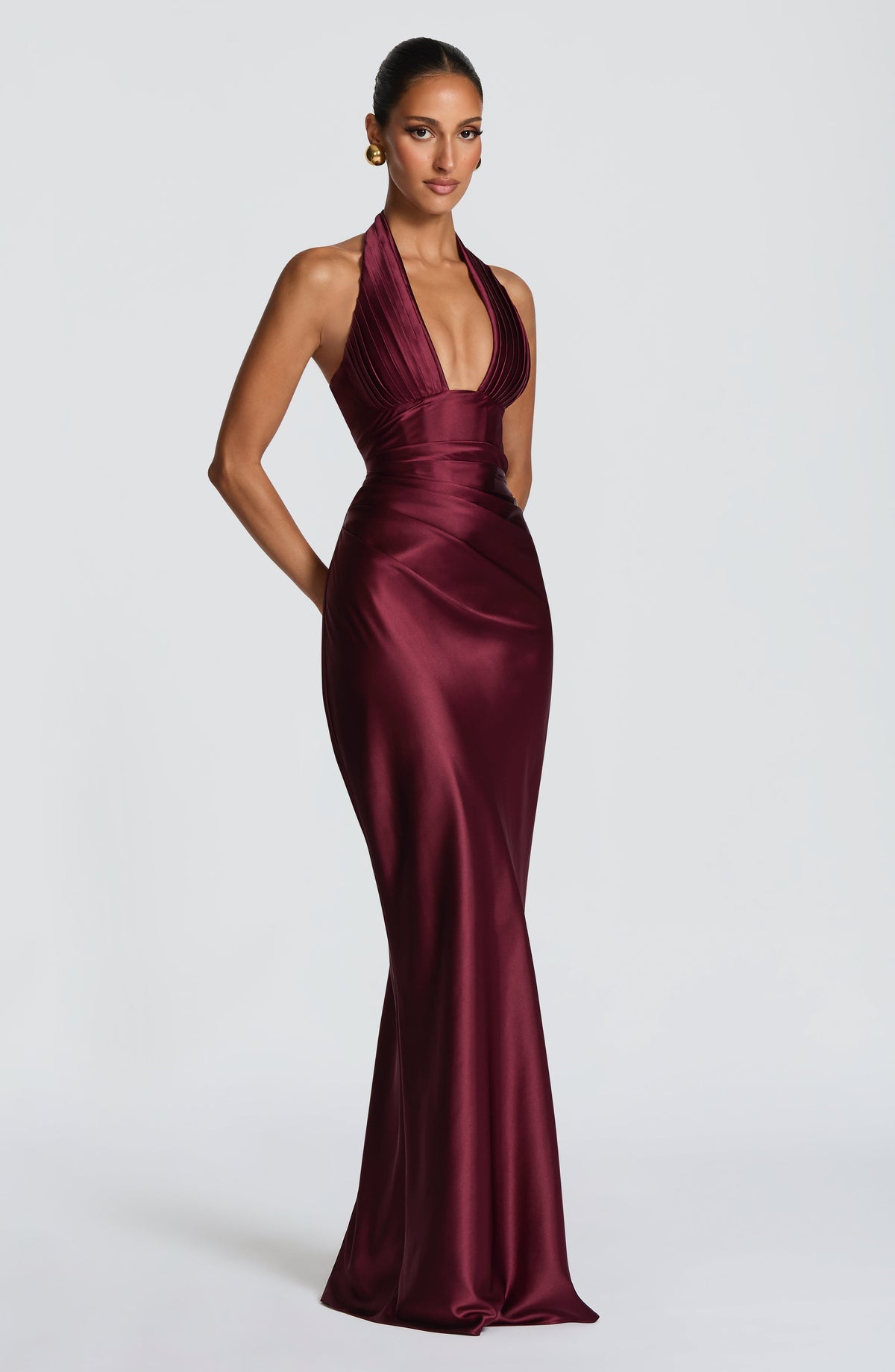 Robe longue Elowen — Rouge cerise — vue 3