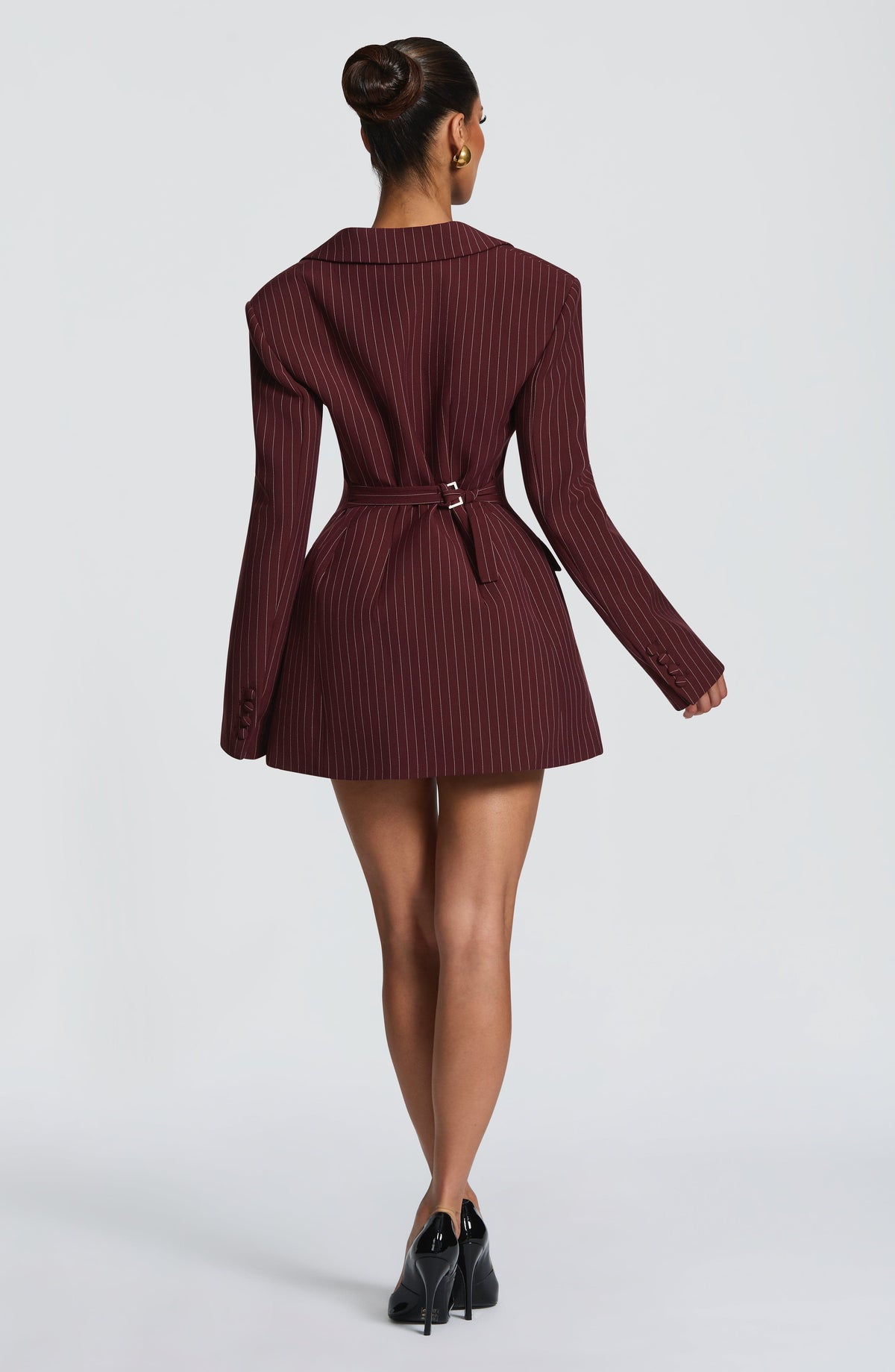 Robe courte Elvira — Bordeaux Pinstripe — vue 2