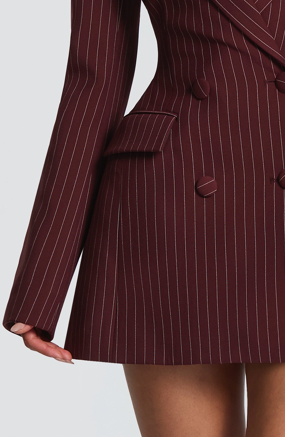 Robe courte Elvira — Bordeaux Pinstripe — vue 4