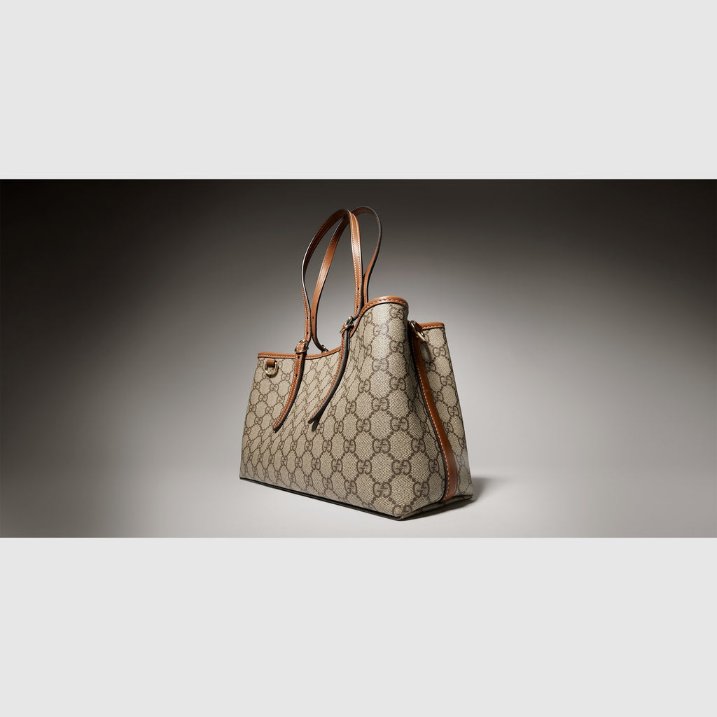 Gucci GG Emblem Medium Tote Bag – Beige & Brown