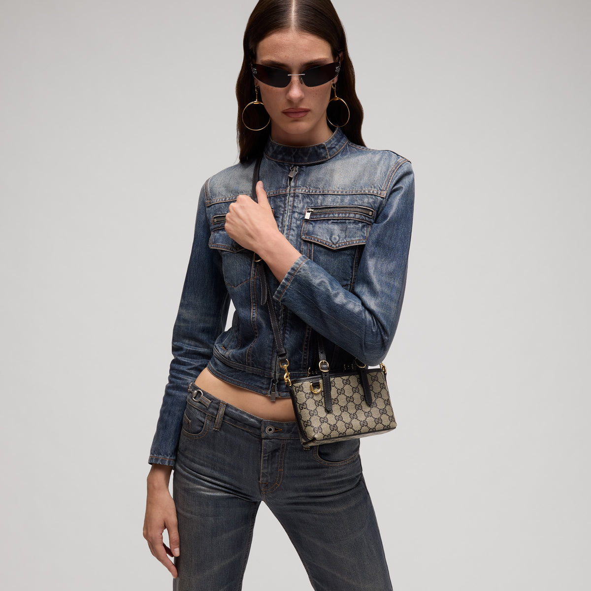 Gucci GG Emblem Mini Bag – Beige & Black