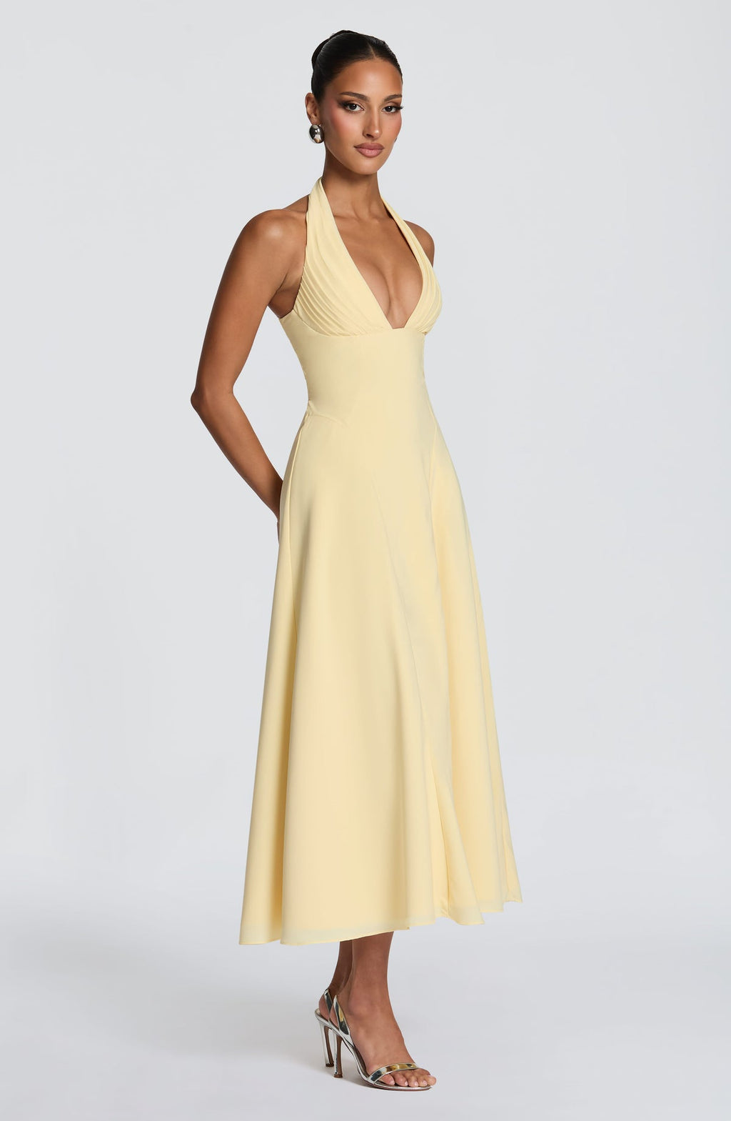 Robe midi Hayden — Citron — vue 3