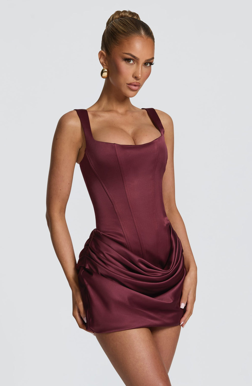 Robe courte Imogen — Rouge cerise — vue 3