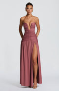 Robe longue Junia — Rose Marron
