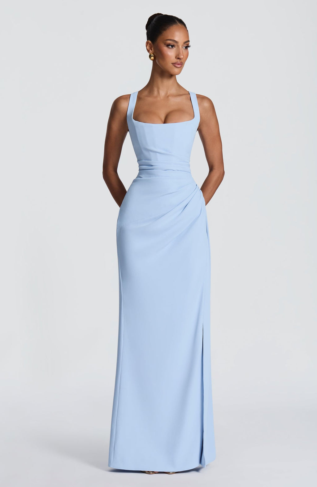 Robe longue Laleh — Bleu glacier — vue 4