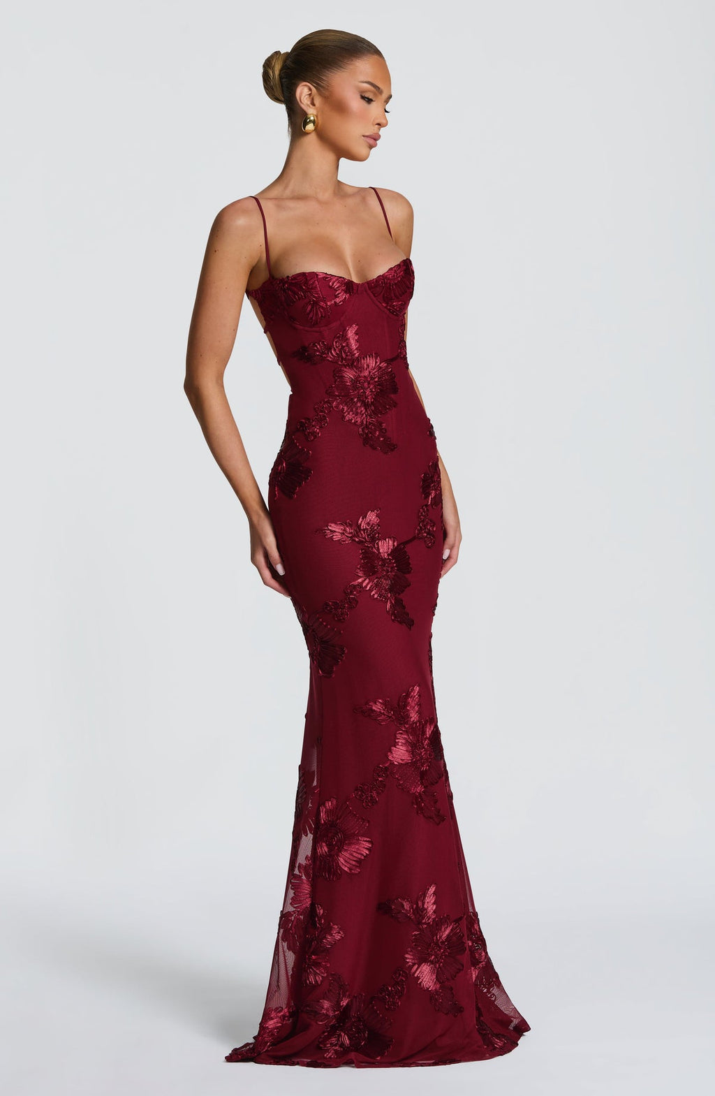 Robe longue Nefertiti — Bordeaux — vue 3