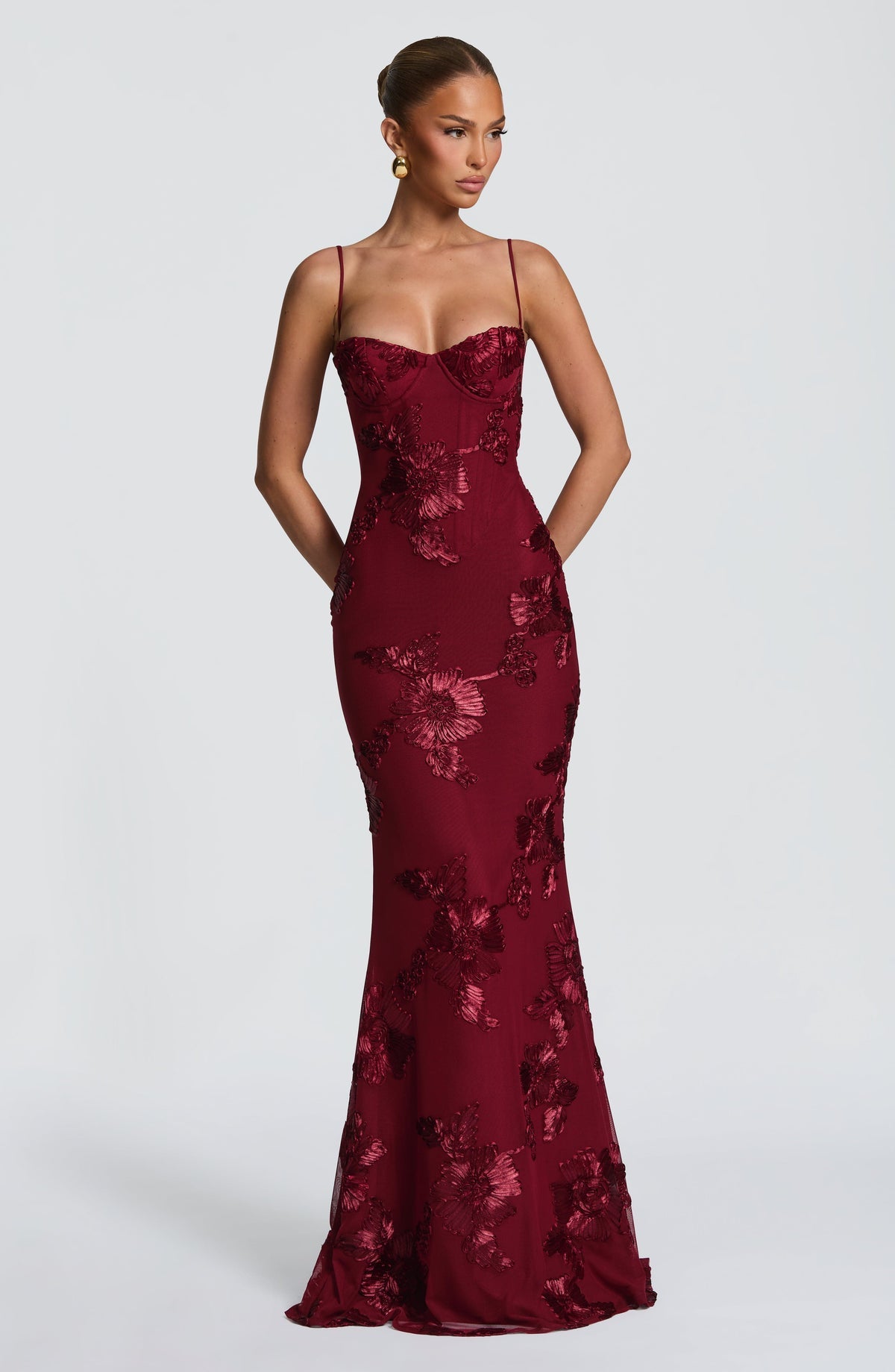Robe longue Nefertiti — Bordeaux