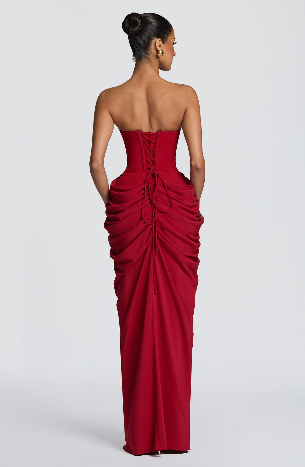 Robe longue Noura — Rouge profond — vue 2