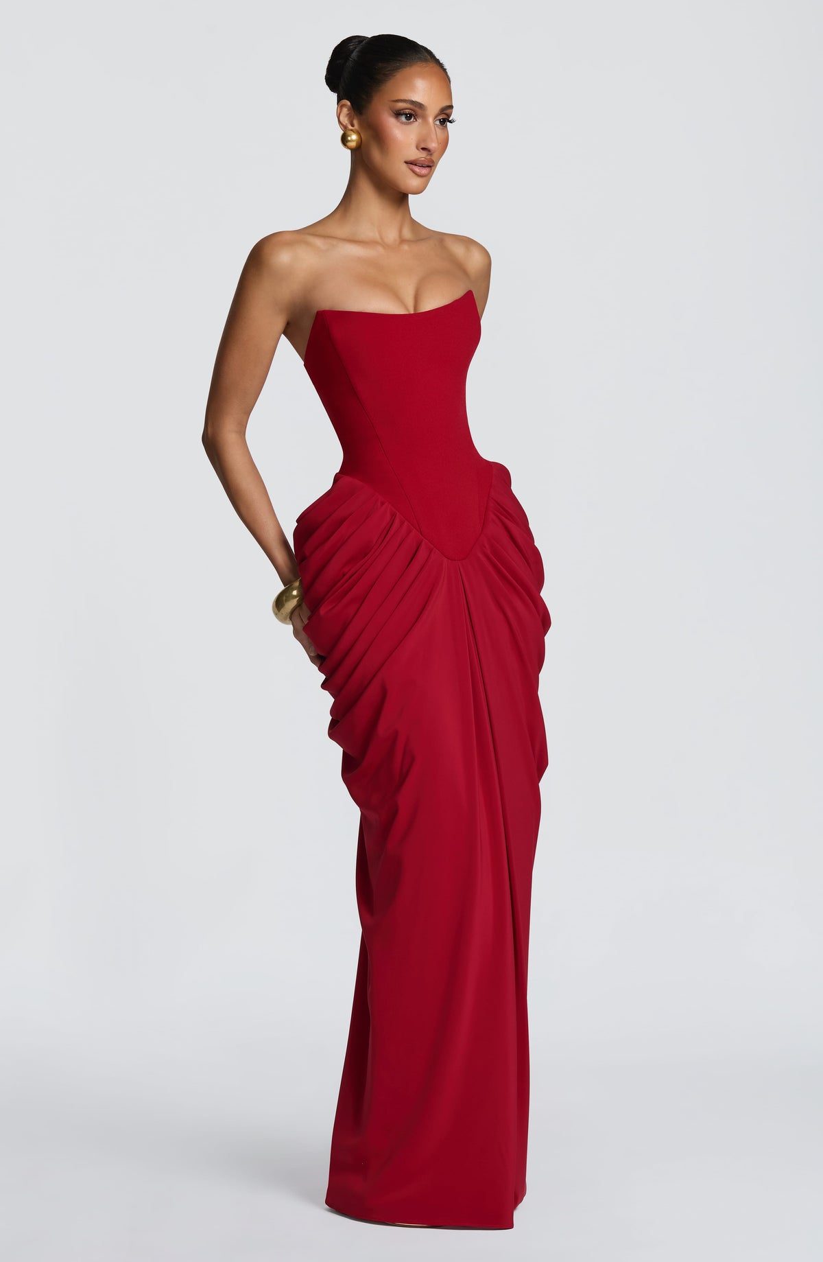 Robe longue Noura — Rouge profond — vue 3