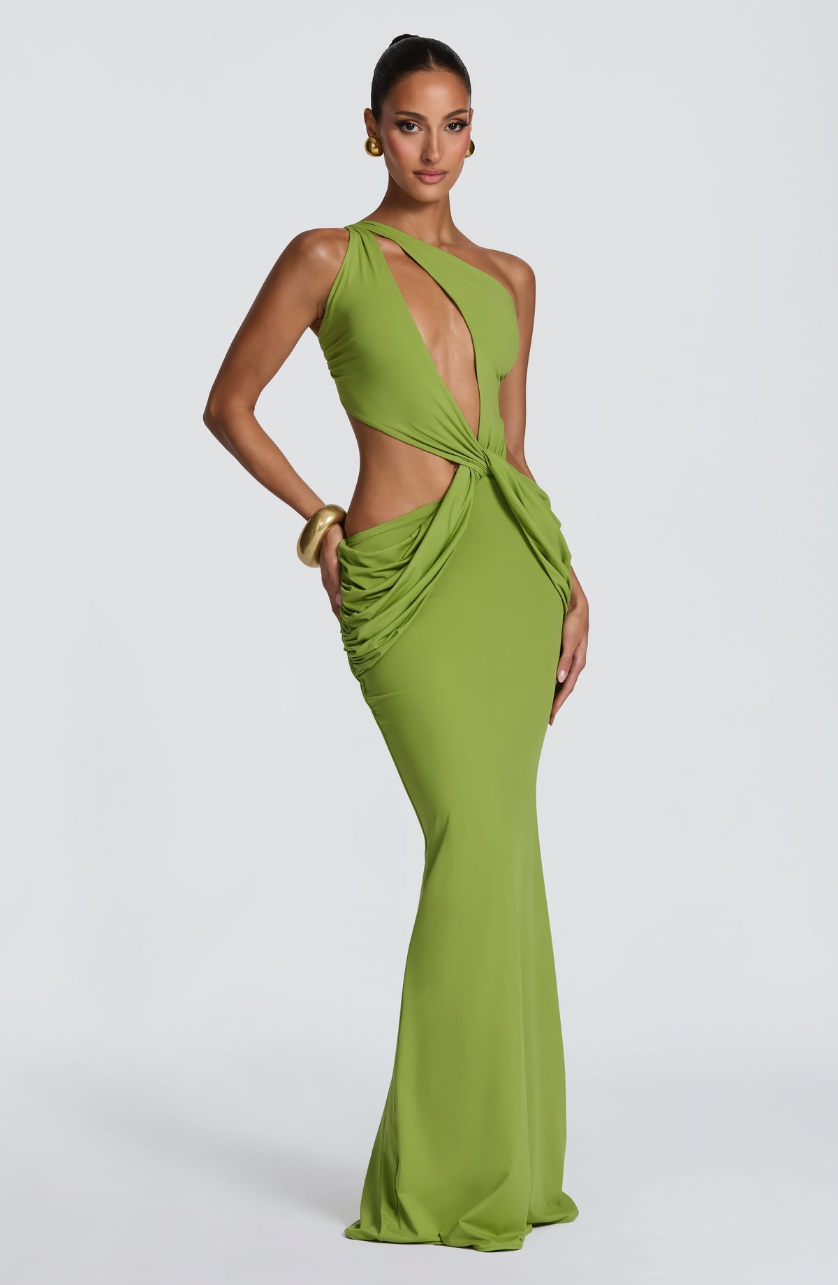 Robe longue Onyx — Olive — vue 3