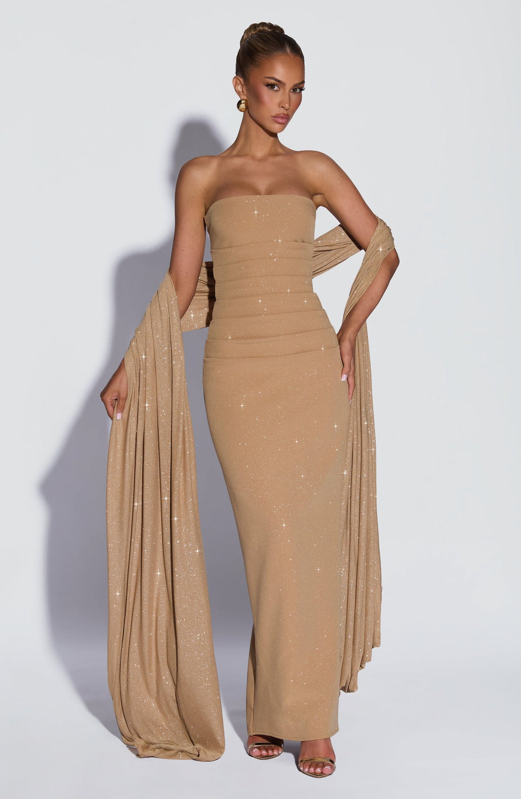 Robe longue Pandra — Doré scintillant — vue 2