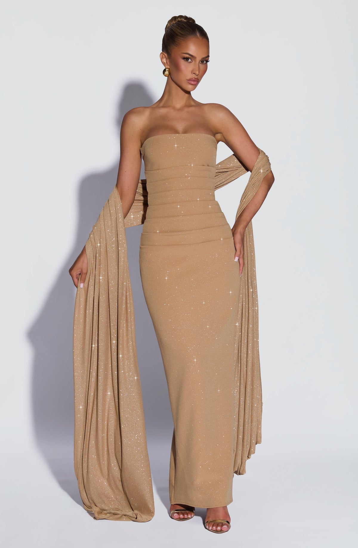 Robe longue Pandra — Doré scintillant — vue 2