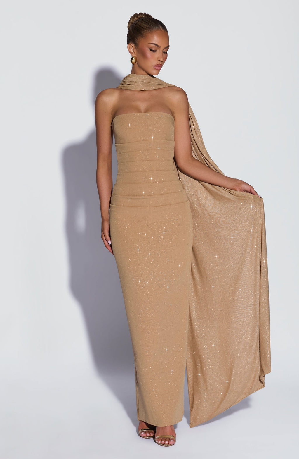 Robe longue Pandra — Doré scintillant — vue 3