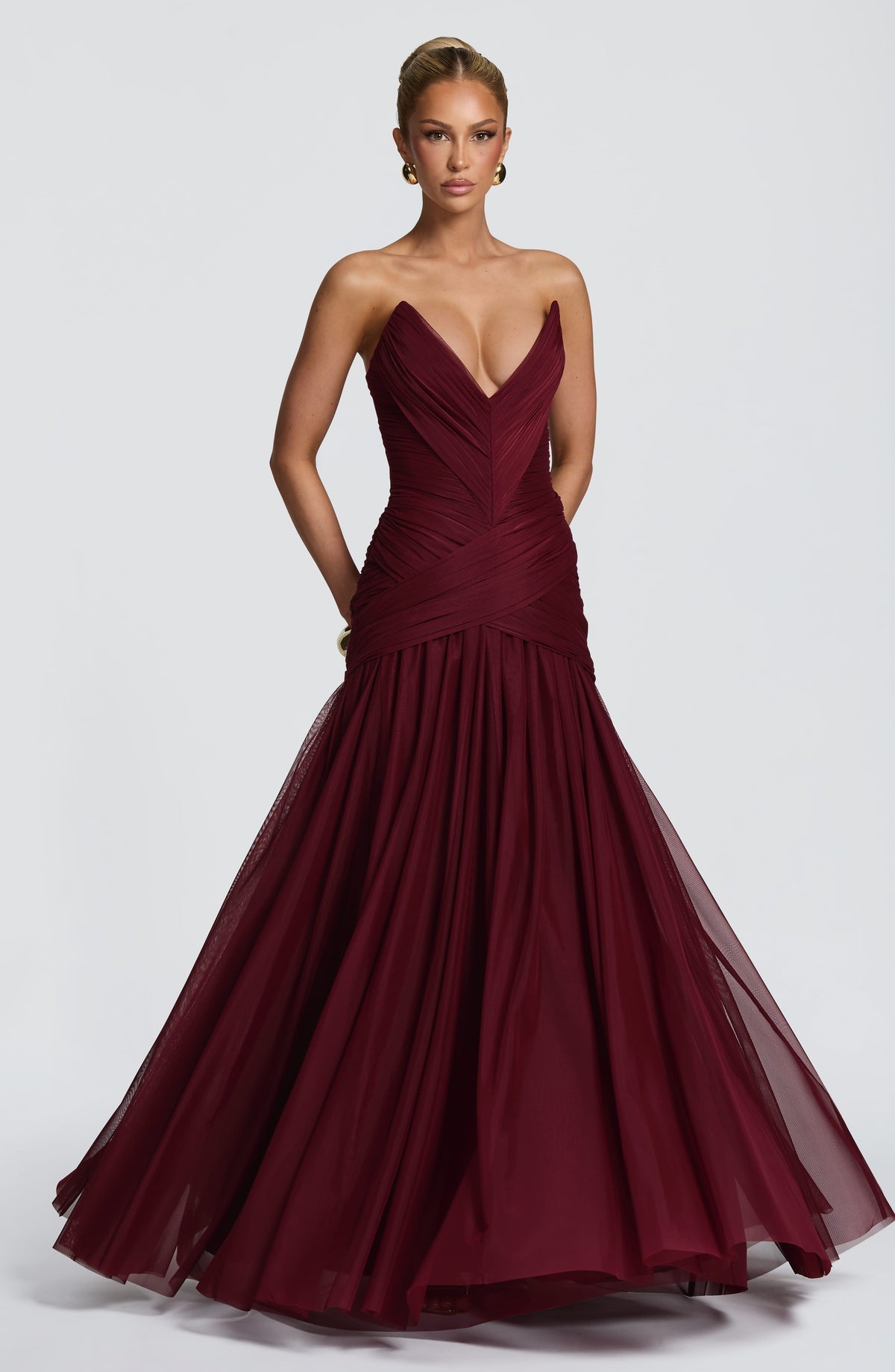 Robe longue Persephara — Rouge cerise — vue 3