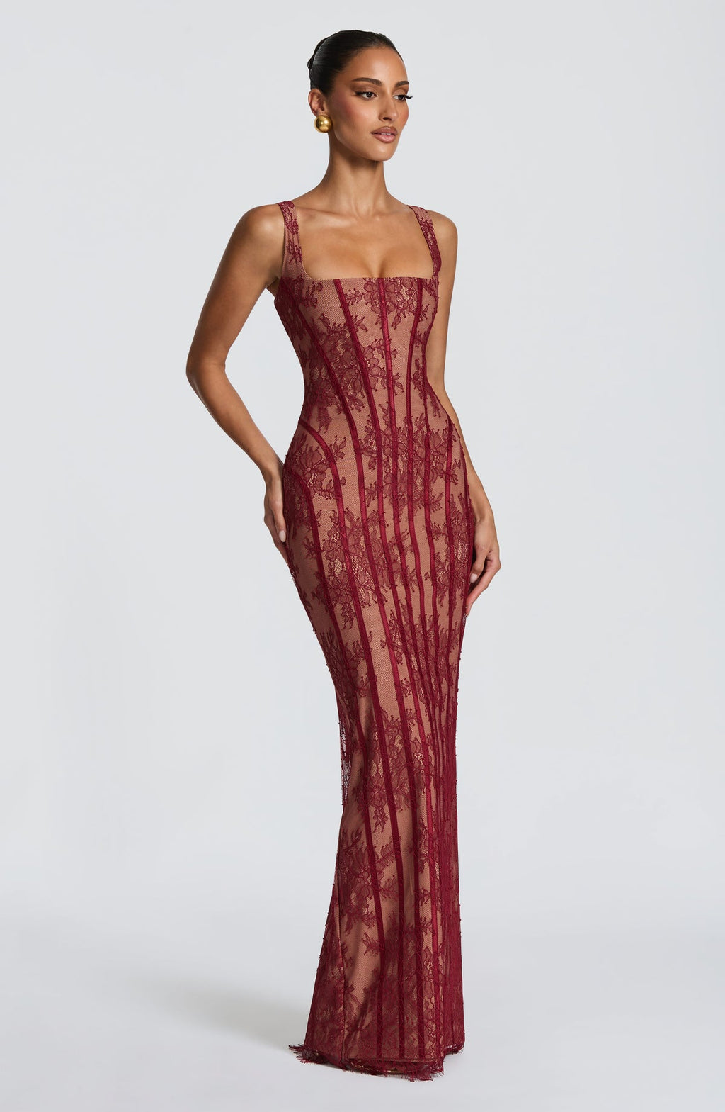 Robe longue Polina — Bordeaux — vue 3