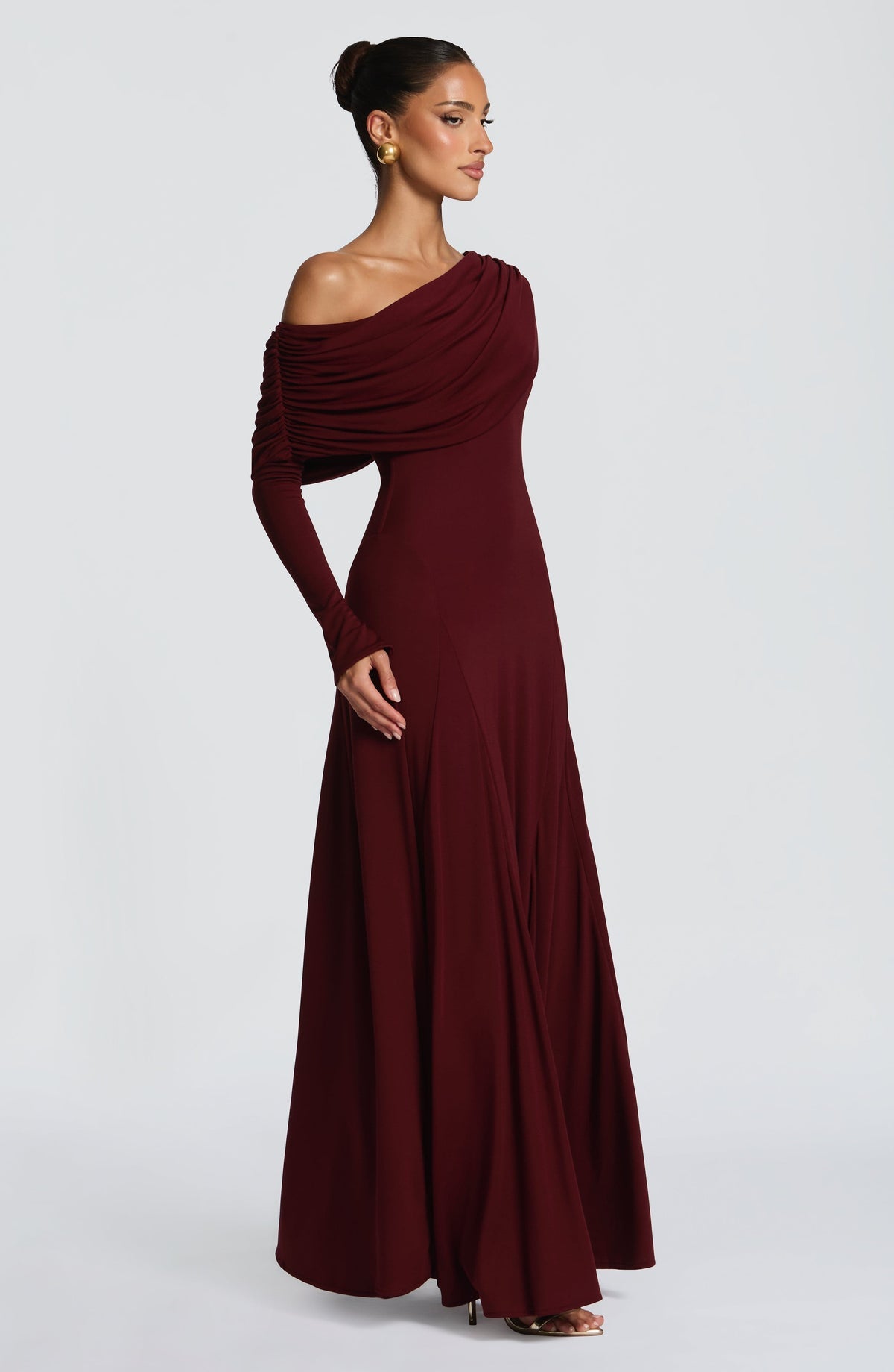 Robe longue Rafaela — Rouge cerise — vue 4
