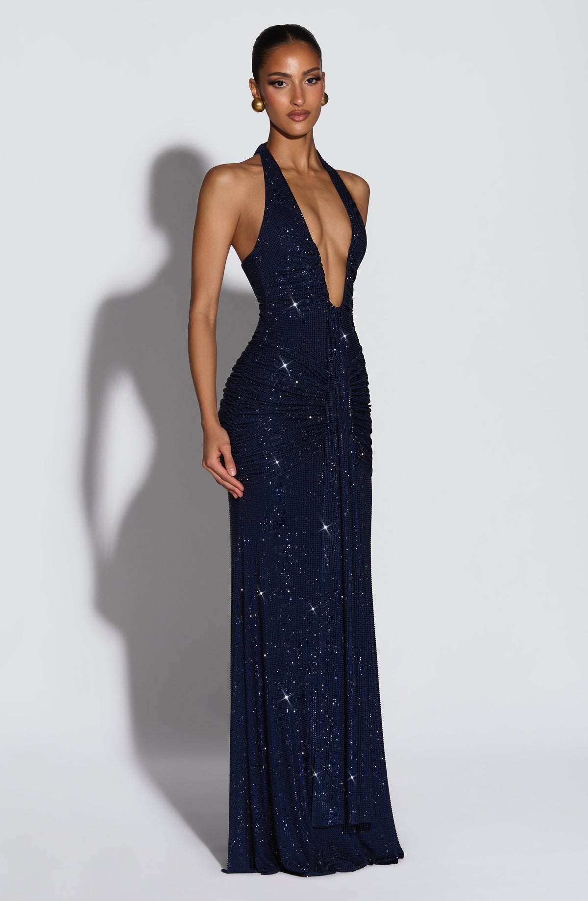 Robe longue Rosetta — Bleu marine scintillant — vue 5