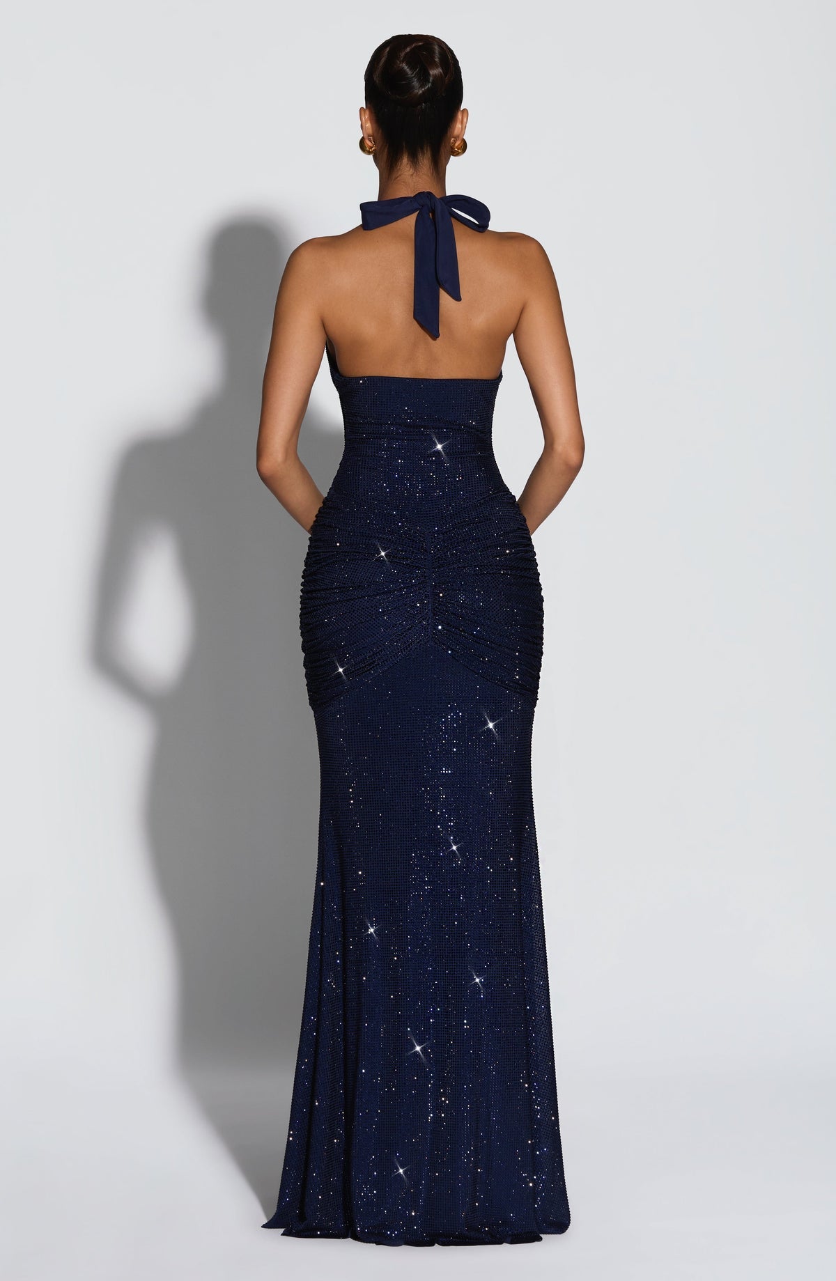 Robe longue Rosetta — Bleu marine scintillant — vue 2