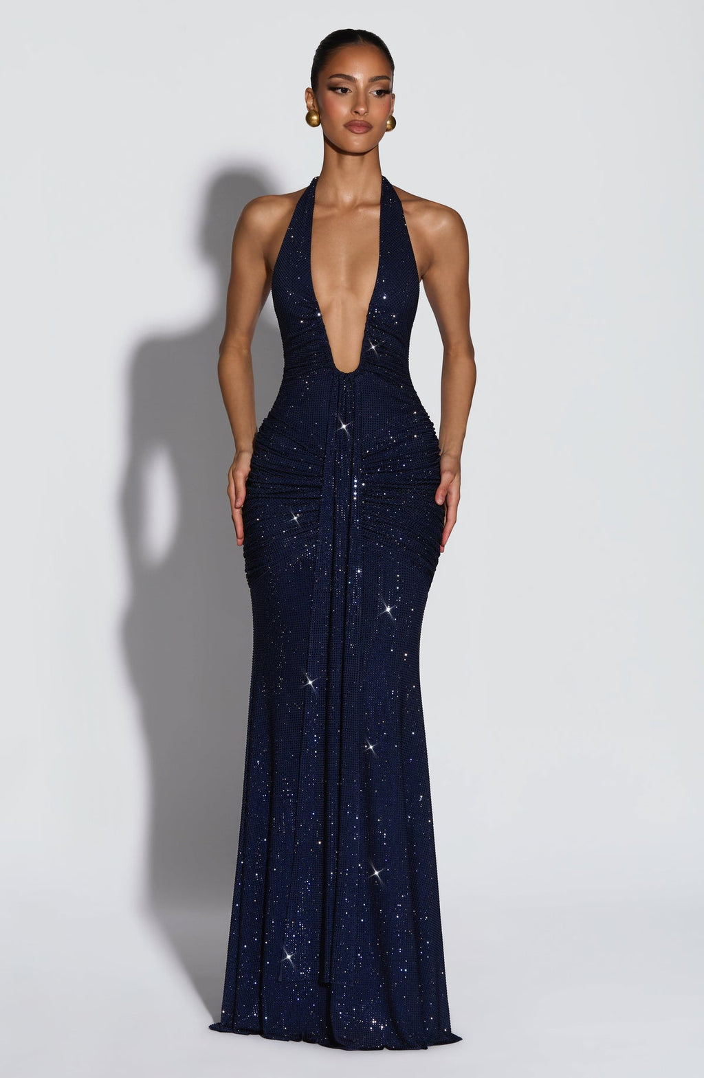 Robe longue Rosetta — Bleu marine scintillant