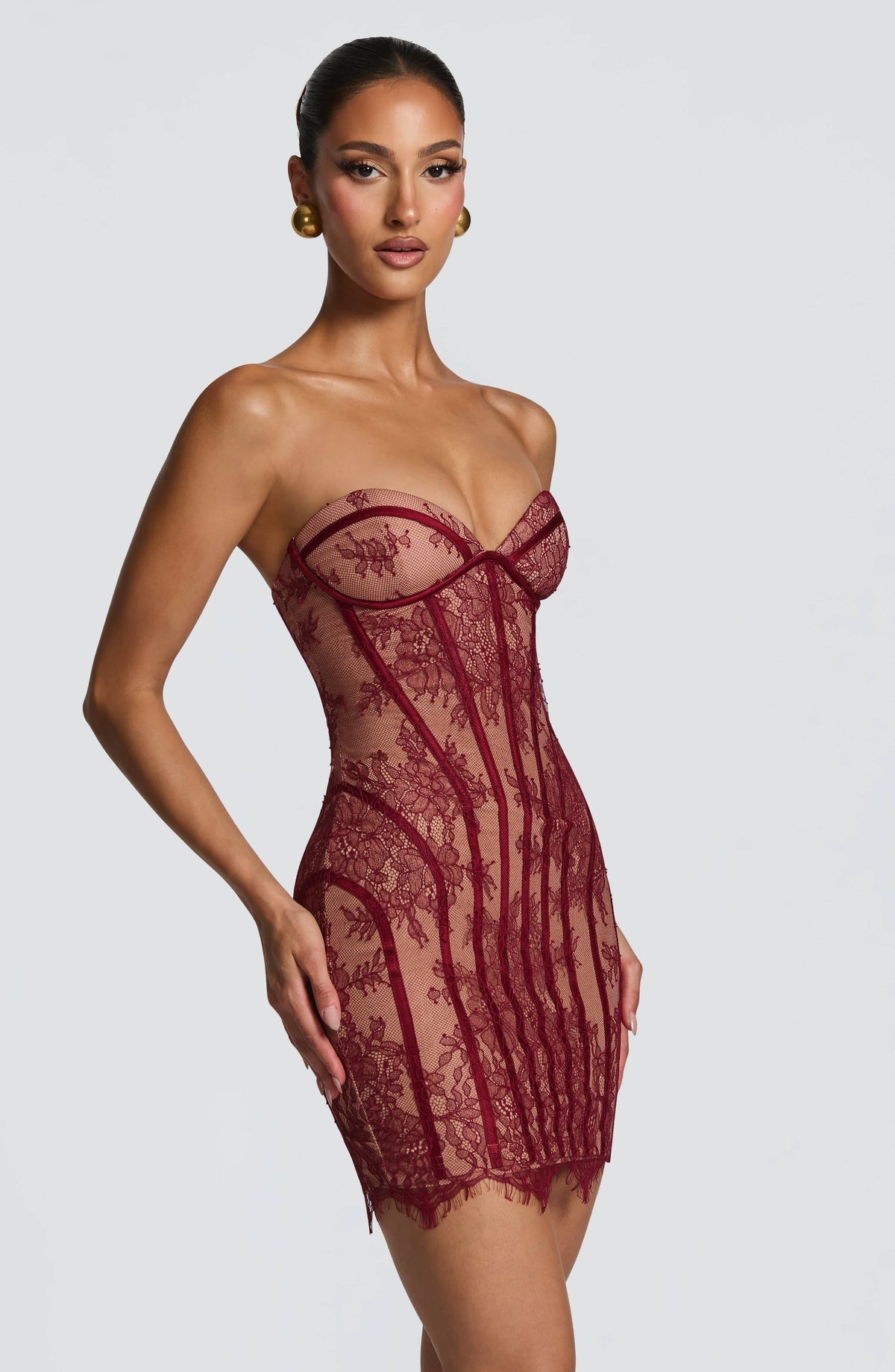 Robe courte Sian — Bordeaux — vue 3
