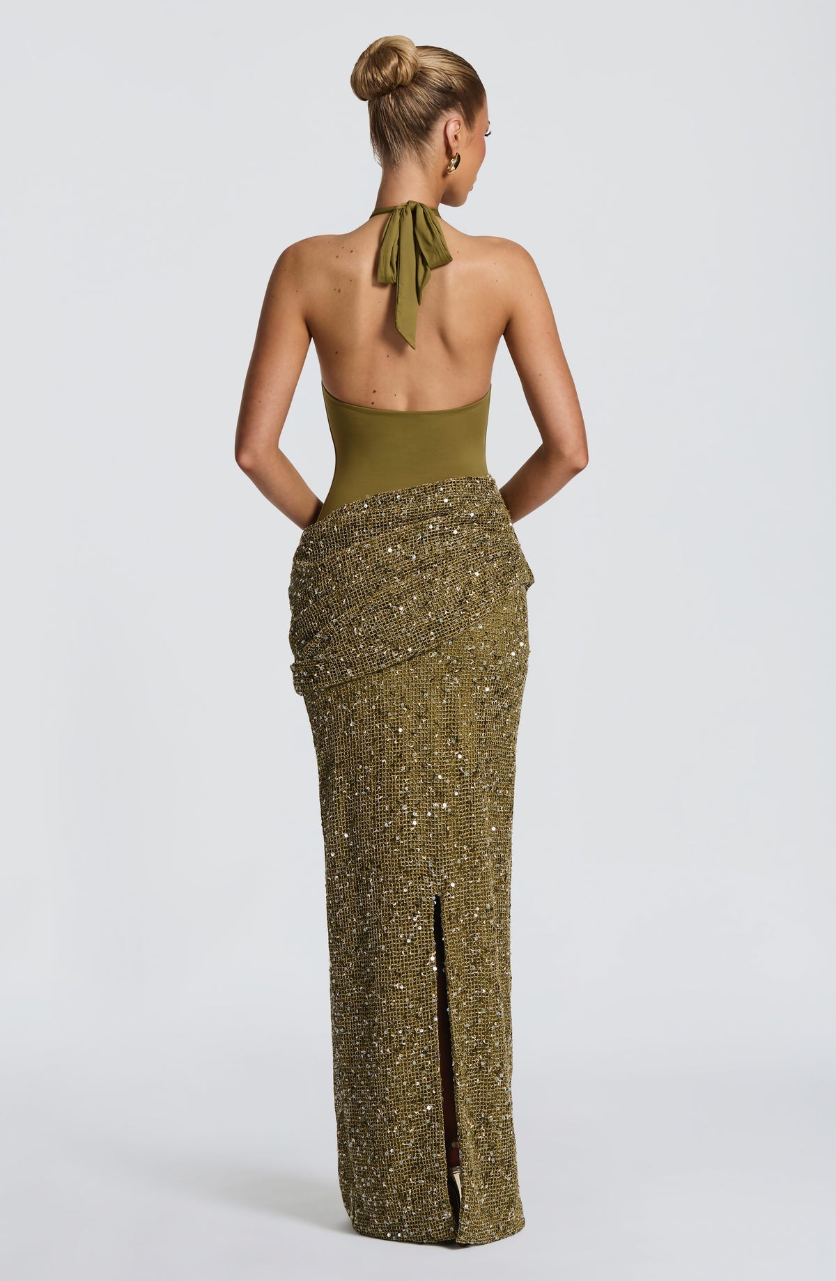 Robe longue Solea — Deep Olive — vue 3
