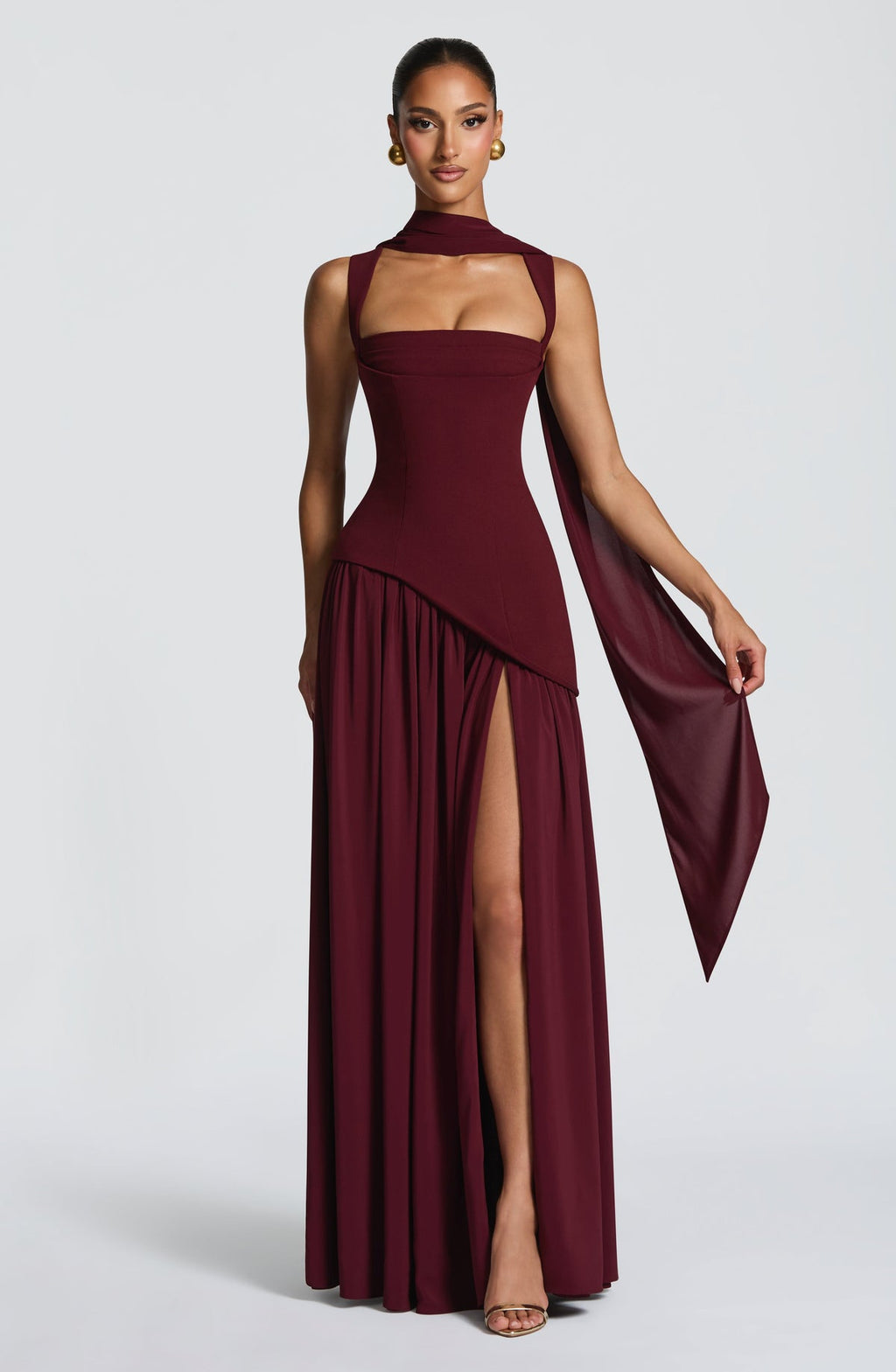 Robe longue Tullulah — Rouge cerise — vue 5