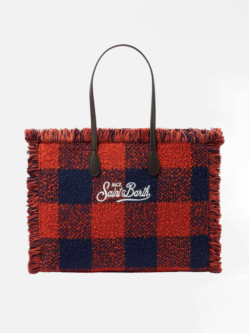 MC2 Saint Barth wool Vanity tote bag — Orange check — view 4