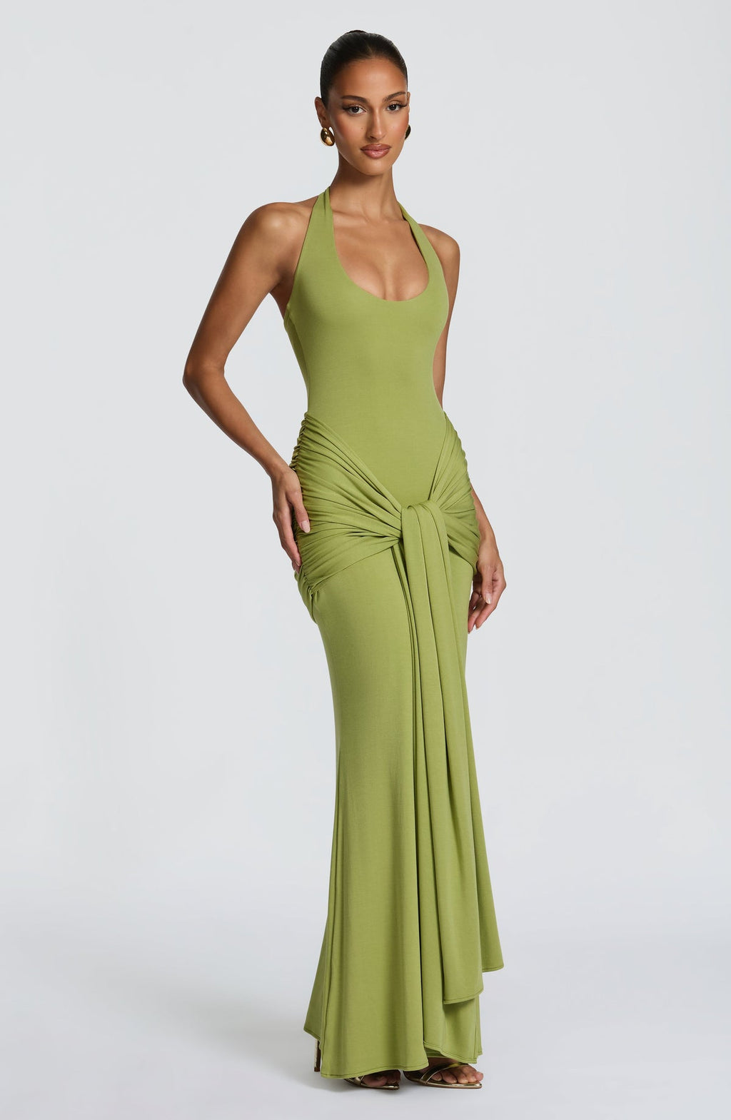 Robe longue Veneda — Olive — vue 3