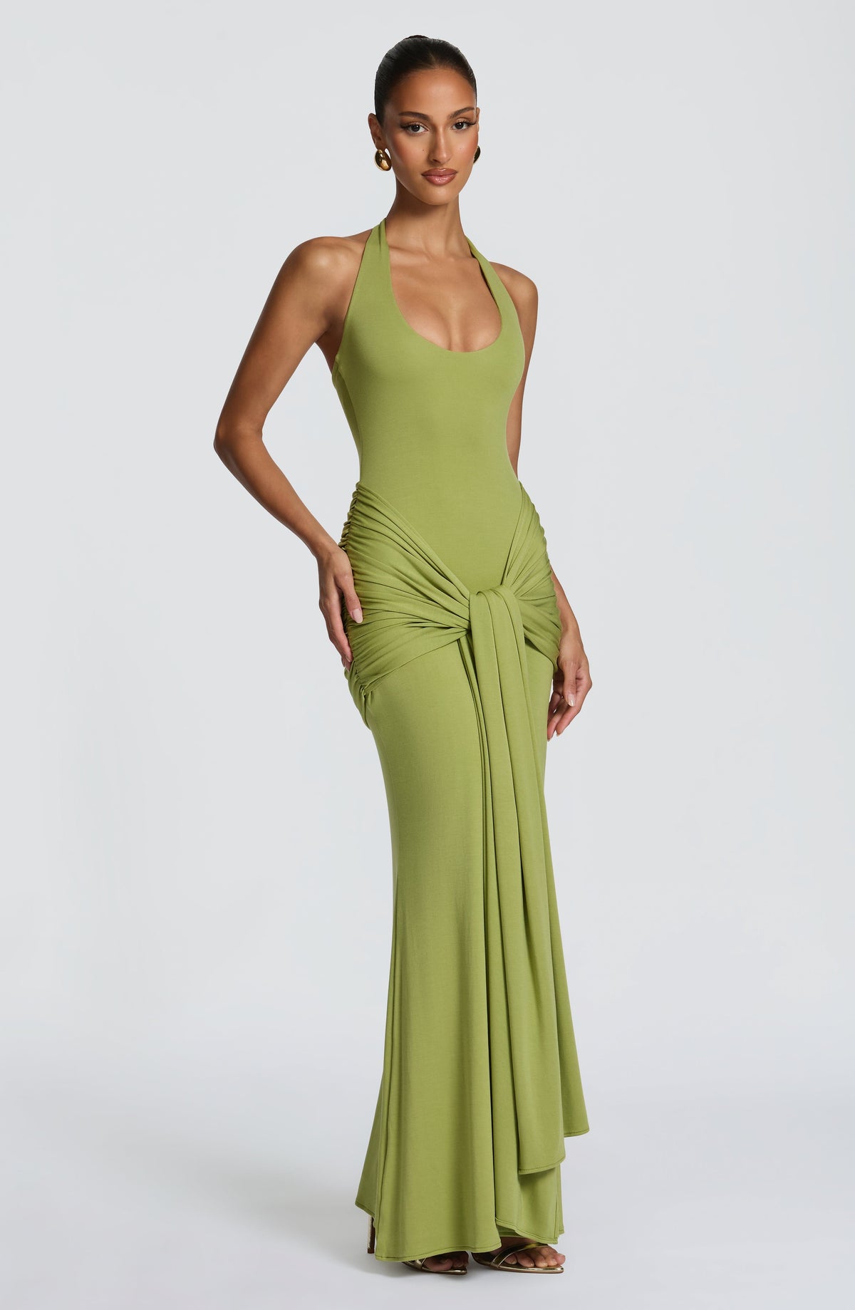 Robe longue Veneda — Olive — vue 3